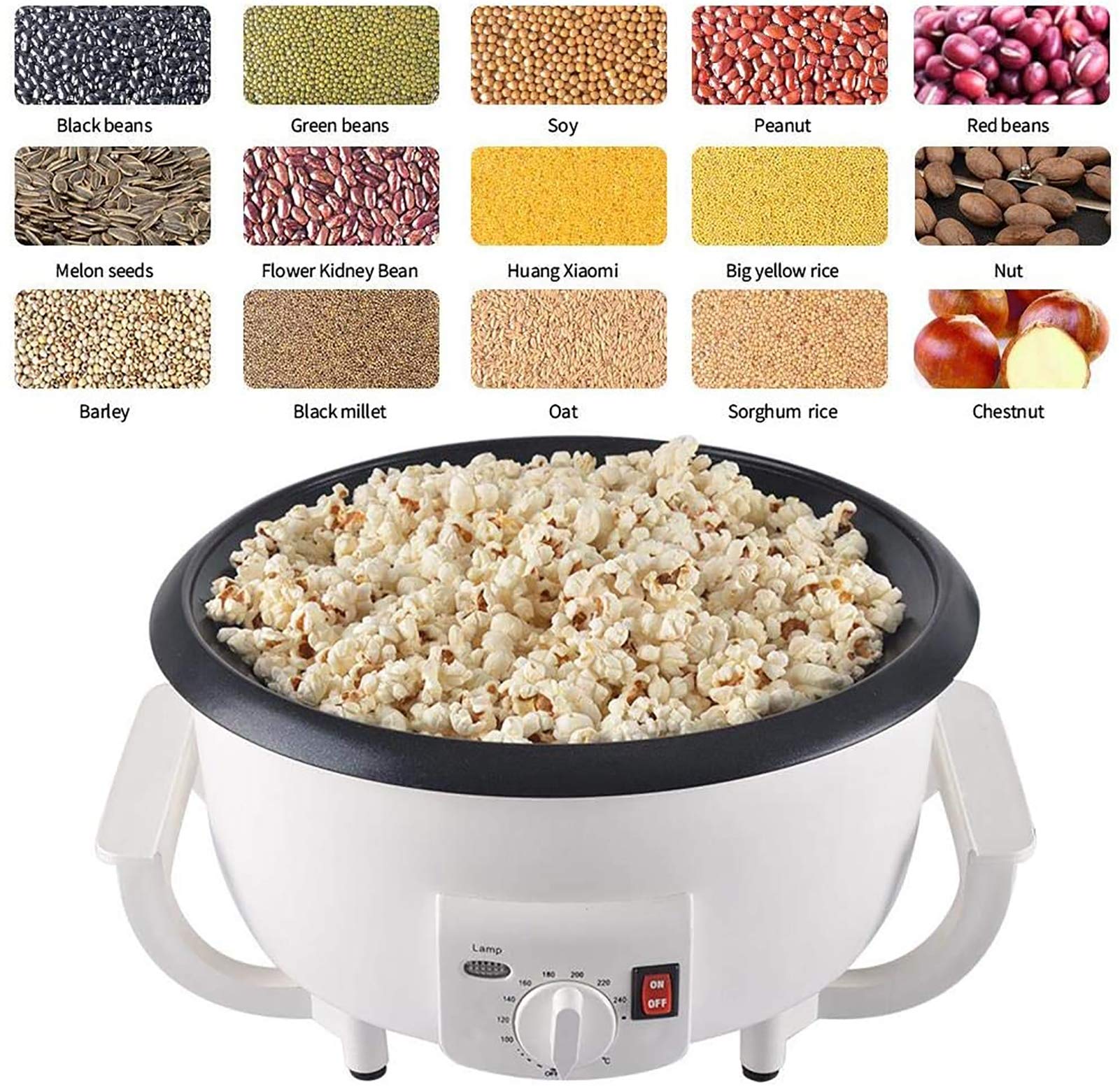 Electric Coffee Bean Roaster Machine - Stainless Steel Drum Roaster with Thermostat Control for Home Use | Perfect for Fresh Coffee Roasting, DIY Coffee Shops & Gifts (220V)