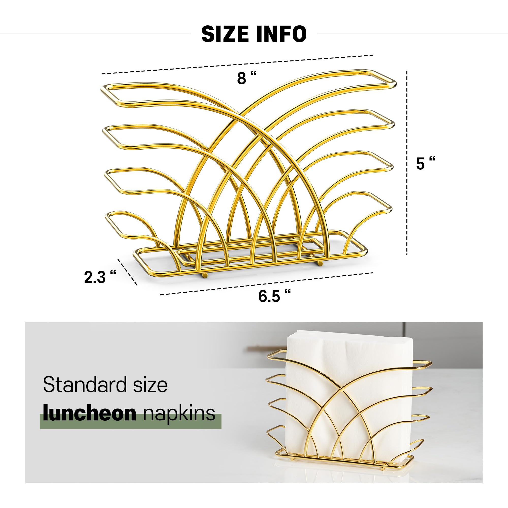 Luxurious Gold Metal Napkin Holder for Dining Table - Elegant Kitchen & Home Decor Accessories | Perfect for Modern Dining Room, Wedding Table Settings & Holiday Decorations