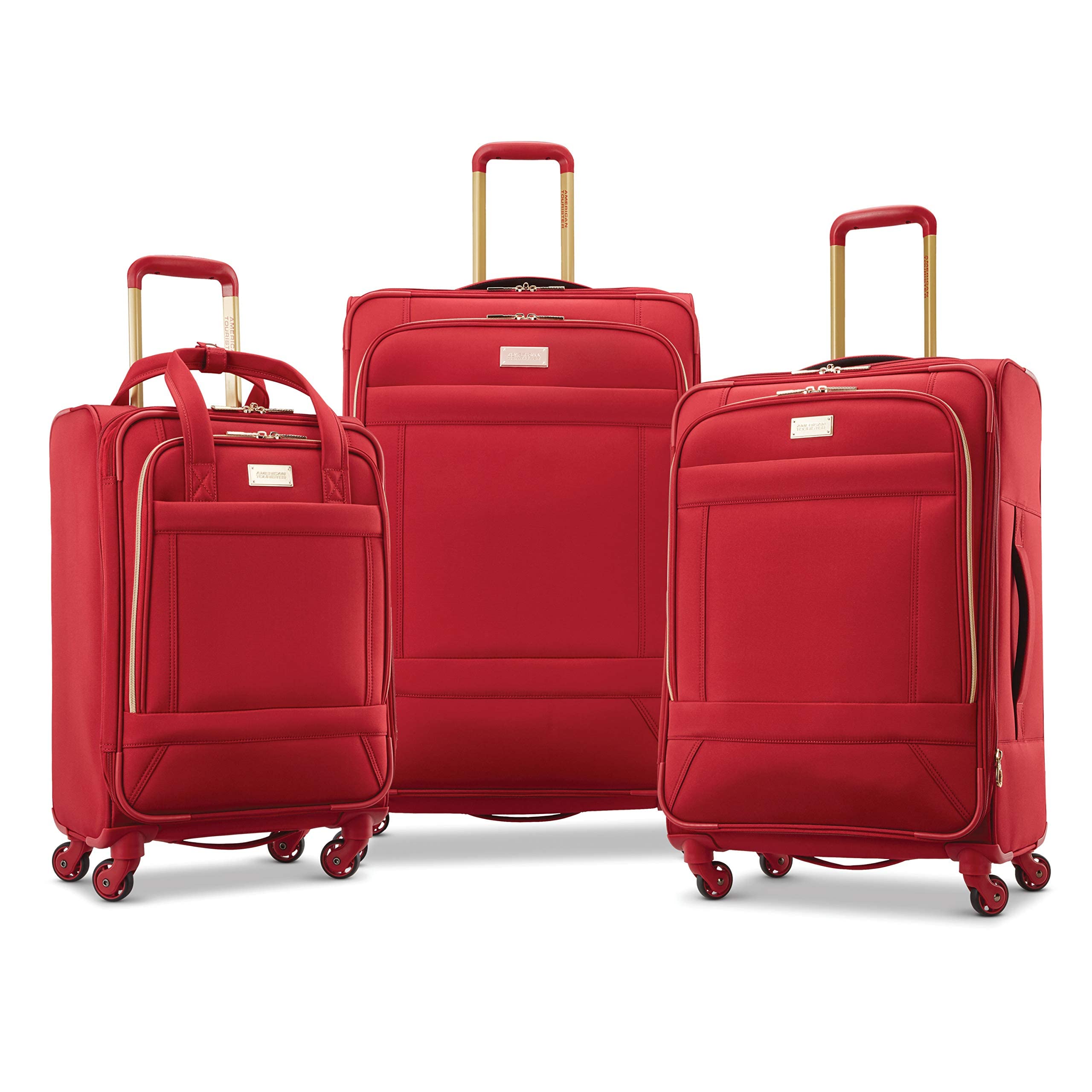 American Tourister Belle Voyage 25-Inch Softside Spinner Luggage - Red Checked-Medium Suitcase for Travel, Business Trips & Vacation Packing