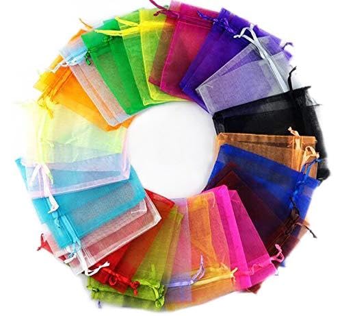 48-Piece 3x4 Inch Mixed Color Organza Bags with Satin Drawstring - Wedding Favor Gift Pouches for Jewelry, Watches & Party Decorations - Perfect for Bridal Showers, Baby Showers & Special Events