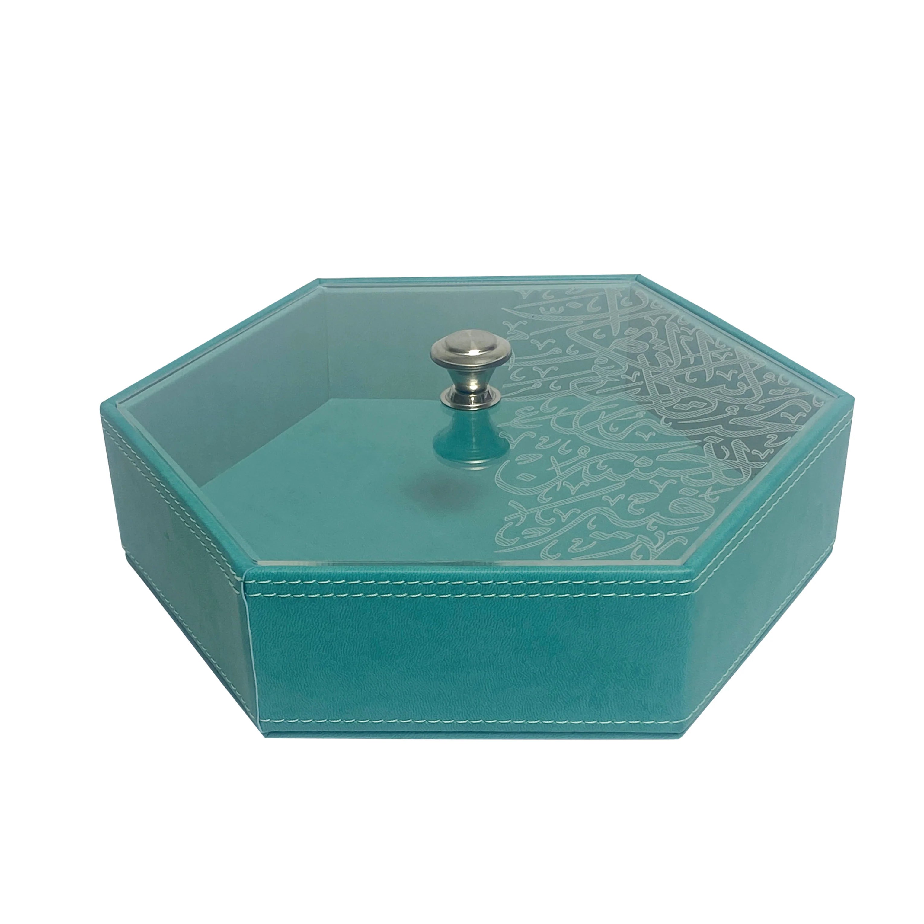 Dimlaj Kareem Genuine Leather Jewelry Box - Turquoise Blue, Handmade Leather Storage Case for Rings, Necklaces & Accessories | Perfect Gift for Women, Jewelry Organizer for Dresser & Travel