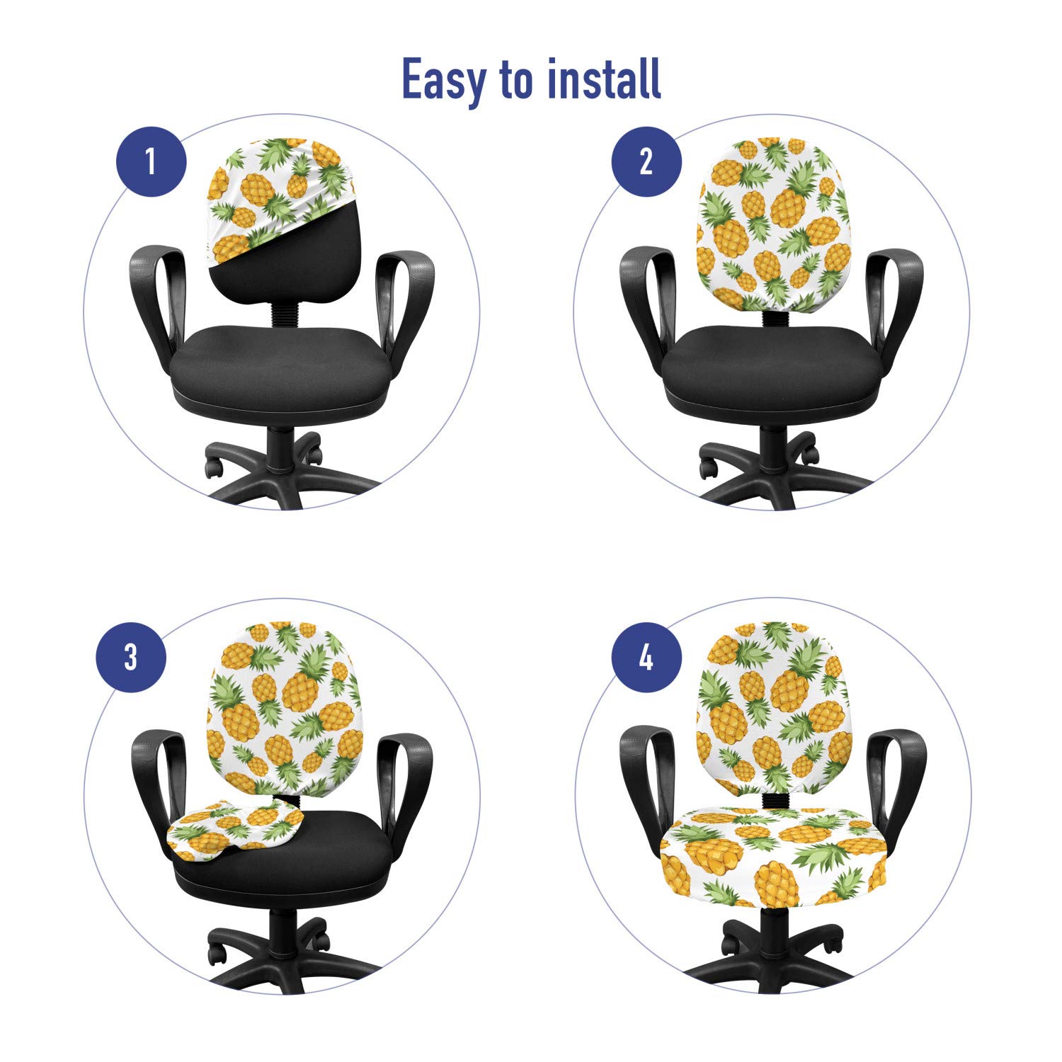 Ambesonne Pineapple Office Chair Slipcover - Tropical Fruit Stretch Fabric Cover for Home & Office
