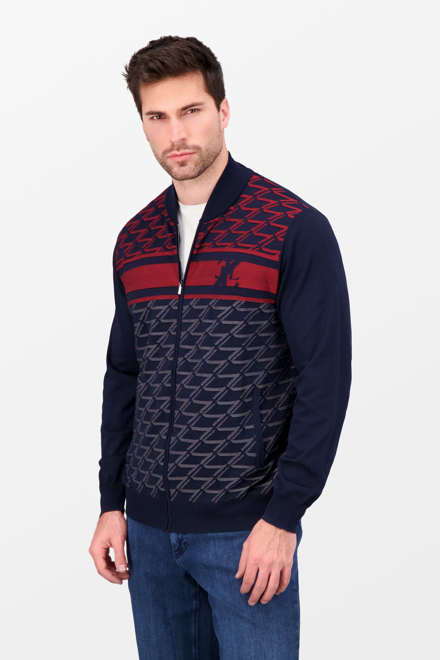 Zilli Navy Zip Sweater for Men - Premium Cotton Knitwear with Front Zipper - Perfect for Casual Outings & Office Wear