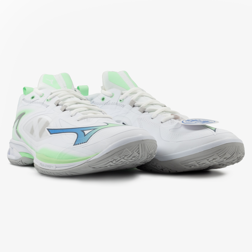 Mizuno Wave Claw Neo 3 Wide Volleyball Shoes for Men & Women - White/Lime - High Performance Indoor Court Shoes for Volleyball & Badminton Players
