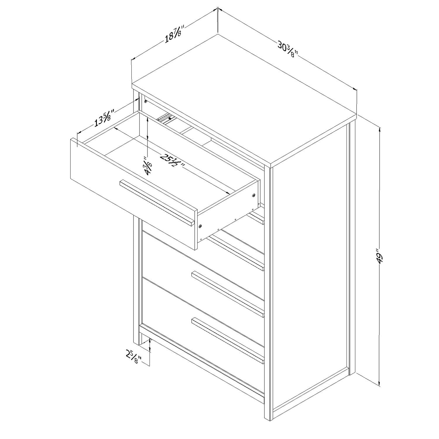 South Shore Tao 5-Drawer Dresser, Grey Oak with Wooden Handles - Modern Bedroom Storage Solution for Clothes & Accessories
