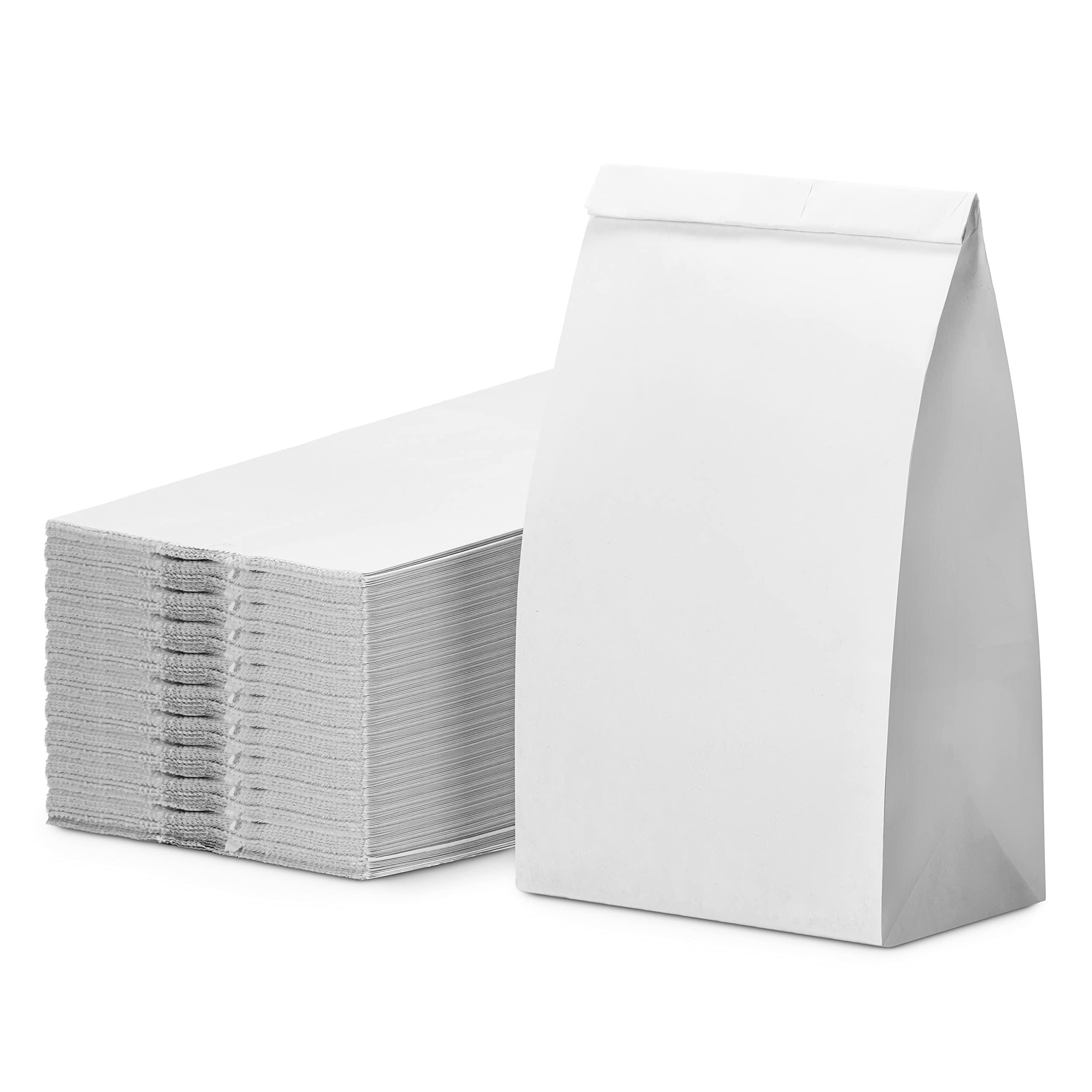 Eco-Friendly White Paper Sandwich Bags & Grocery Bags - 4 Lb Capacity, Durable Food-Grade Packaging (Pack of 500) - Perfect for Lunches, Takeout, Bakery Items & Retail Packaging