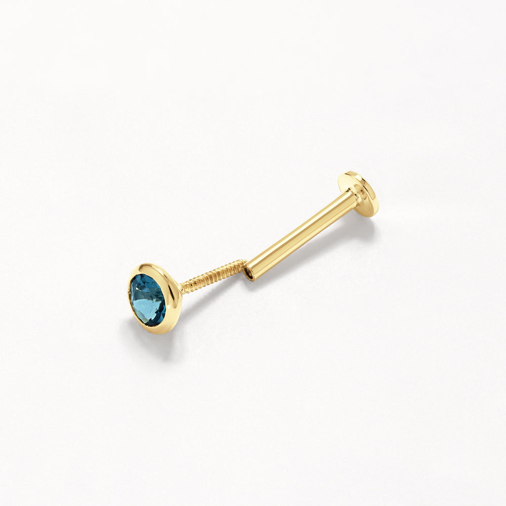 10K Gold Blue Topaz Bezel Helix Single Stud Earrings - Perfect for Daily Wear, Parties & Gifts
