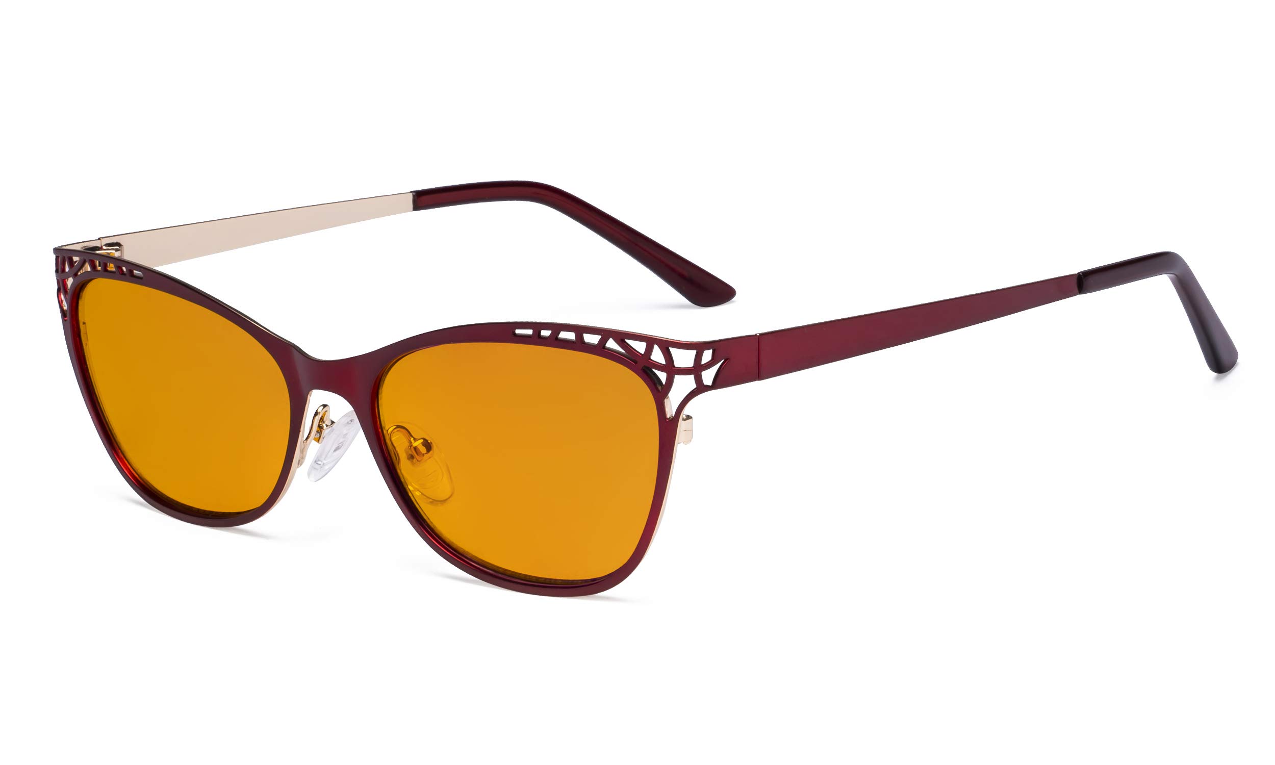 Eyekepper Women's Blue Light Blocking Glasses - Orange Tinted Nighttime Computer Glasses with Hollow Cat Eye Frame - UV Protection & Anti Glare for Eye Strain Relief - Perfect for Office Work & Late Night Screen Use