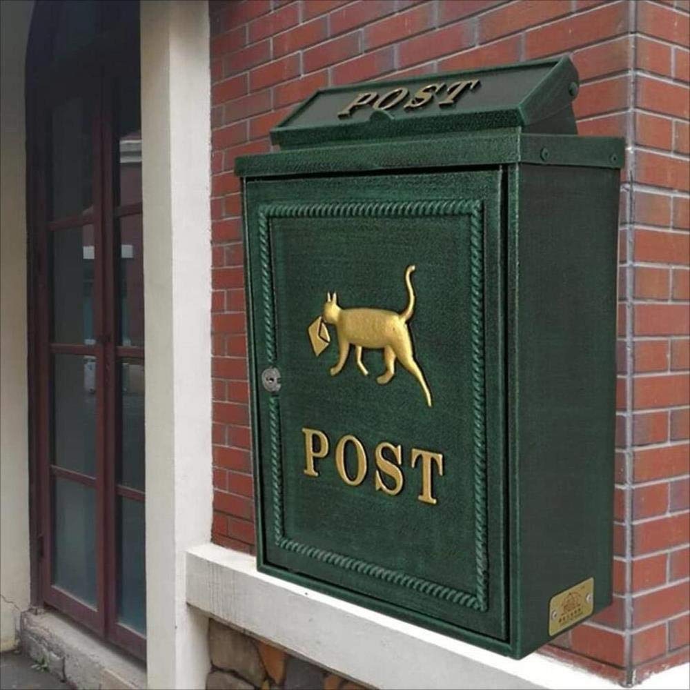 Wall Mounted Residential Mailbox - Durable Exterior Newspaper Box & Postbox for Villa (Green) - Perfect for Home, Garden & Outdoor Mail Delivery