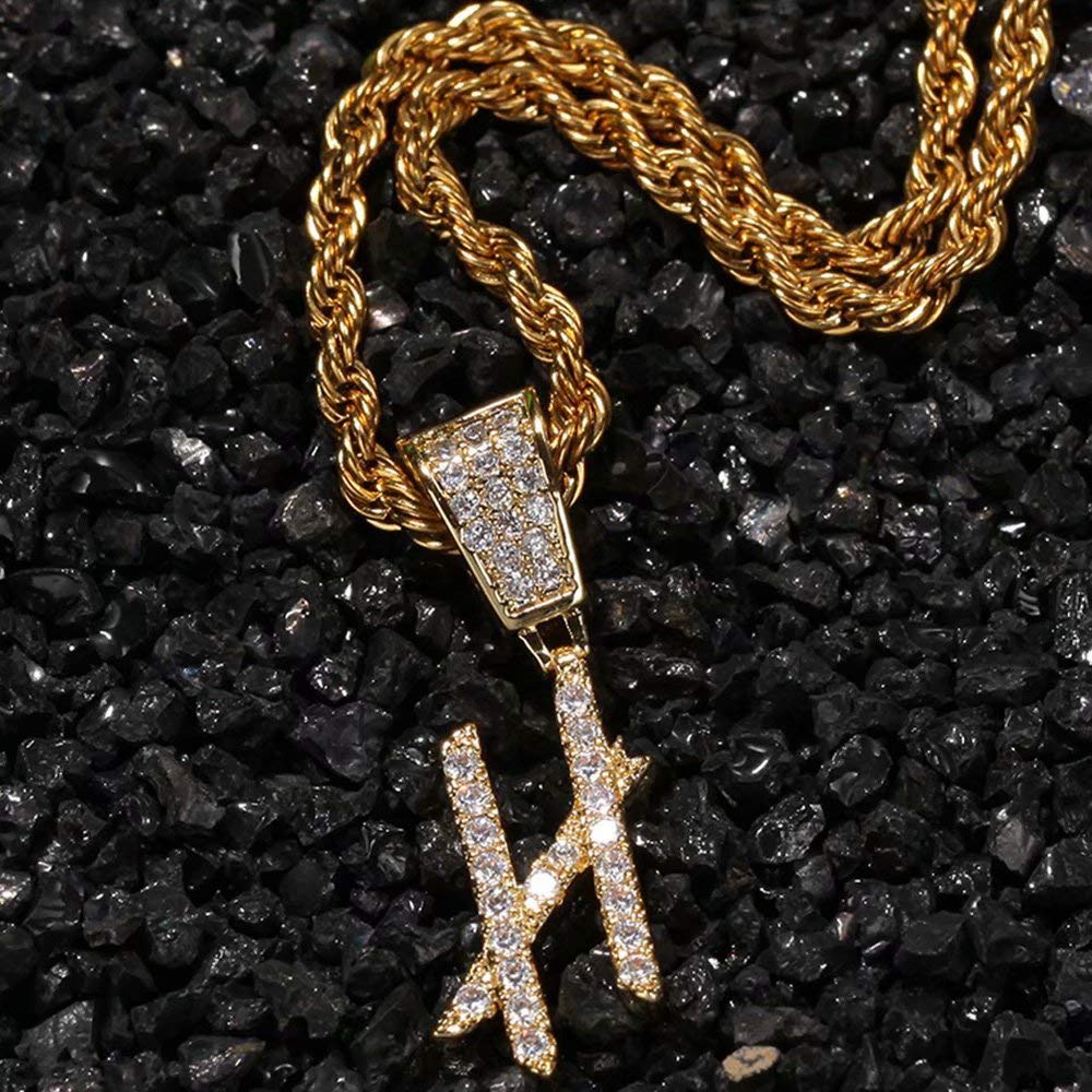 Custom Cursive Name Necklace - Iced Out A-Z Initial Pendant with Diamond Tennis Chain in Silver/Gold for Men & Women | Hip Hop Jewelry Gift for Birthday, Anniversary & Special Occasions