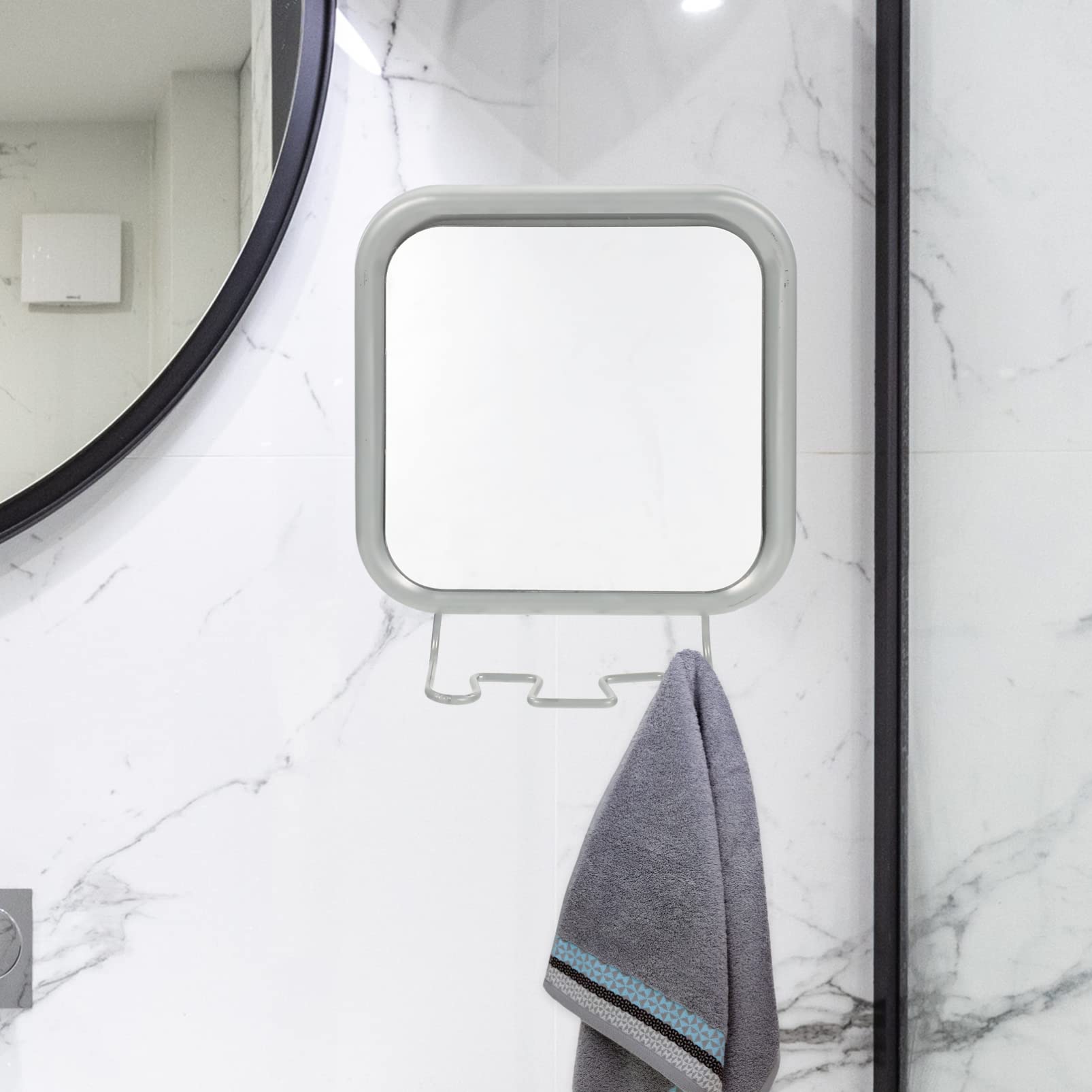 Fogless Shower Mirror with Suction Cup & Hook - Anti-Fog Shaving & Makeup Mirror for Bathroom, Travel, Vanity - Perfect for Shaving, Grooming, and Makeup Application in Wet Environments