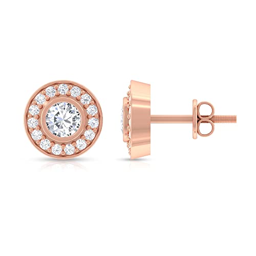 0.50 CT Cubic Zirconia Stud Earrings for Women - 10K Solid Gold Bridal Jewelry - Elegant Circle Stud Earrings for Wedding, Anniversary & Special Occasions