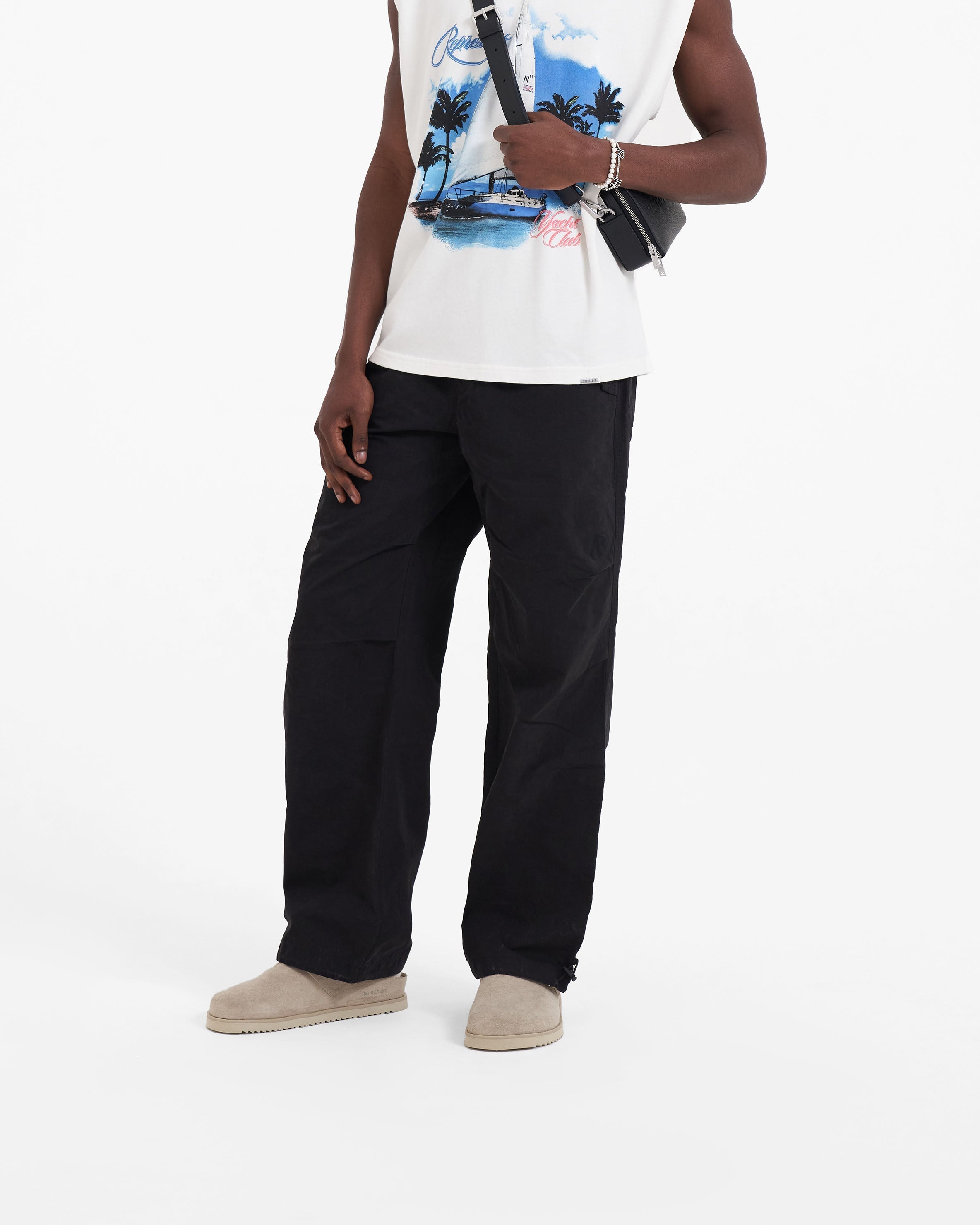 Parachute Pants for Men - Stretchable & Comfortable Black Cargo Pants | Outdoor Hiking, Travel & Casual Wear