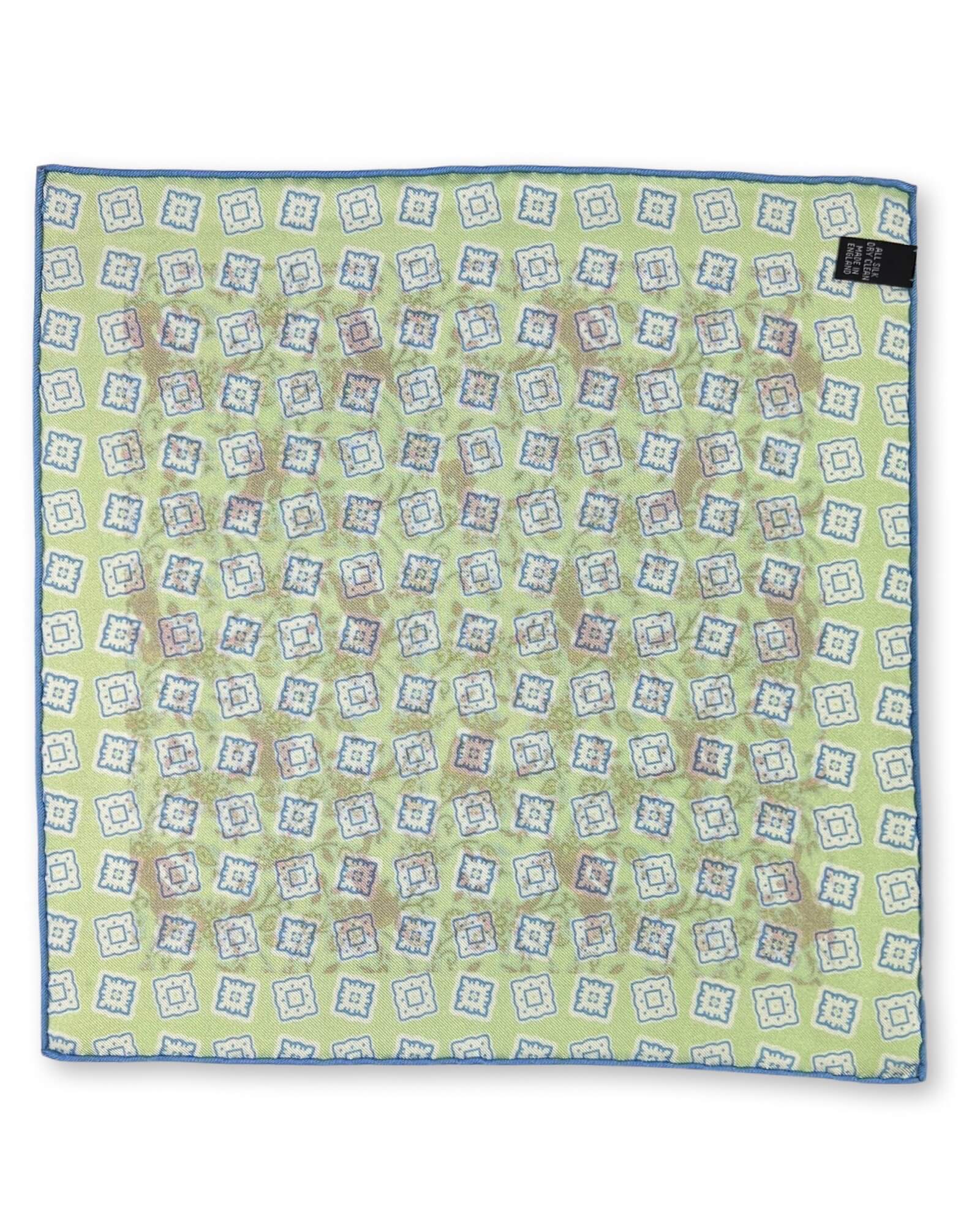 DÉCLIC Cookham Reversible Pocket Square - Green Silk Handkerchief for Men | Wedding, Suit & Formal Occasion Accessories