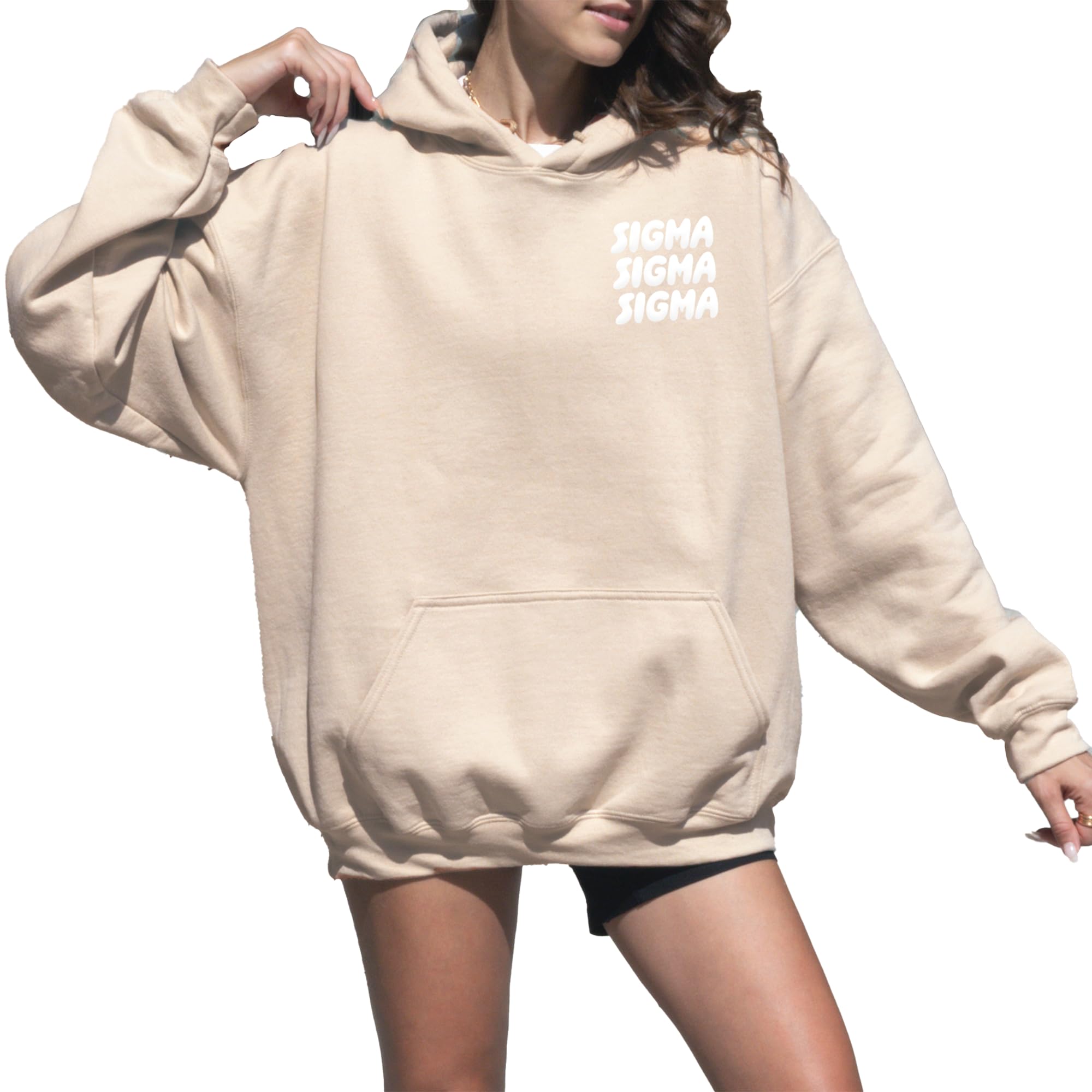 Go Greek Chic Sorority So Foxy Hoodie - Tan Puff Print Sweatshirt | Comfortable College Apparel for Sorority Sisters & Greek Life Events