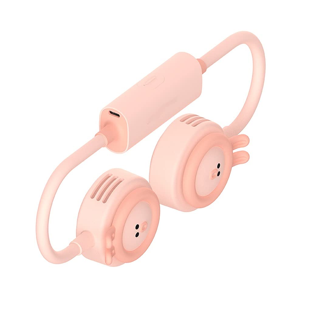USB Rechargeable Bladeless Neck Fan - Hands-Free Personal Air Cooler for Summer, Pink | Portable Cooling Fan for Office, Outdoor, Travel & Sports