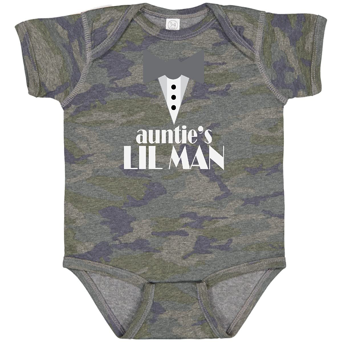 Inktastic Auntie Lil Man Tuxedo Front Baby Bodysuit - Cute Formal Outfit for Infants & Newborns - Perfect for Weddings, Family Photos & Special Occasions