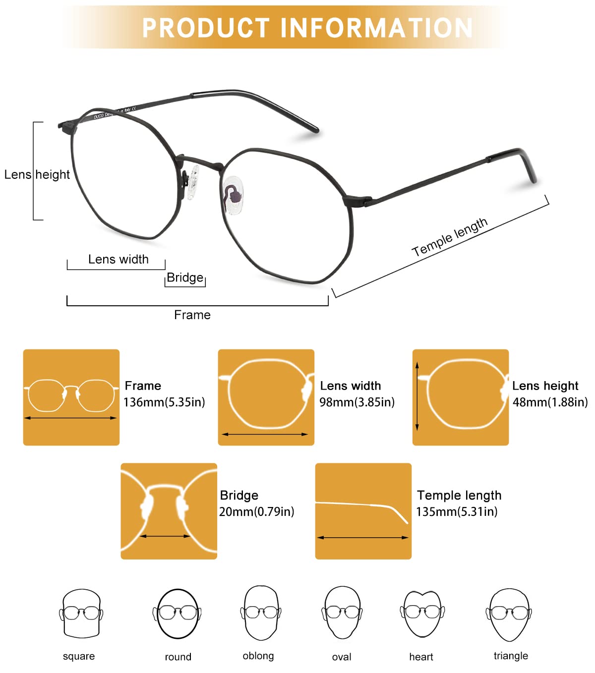 DUCO Blue Light Blocking Glasses for Women & Men - Small Round Frame for Work & Gaming