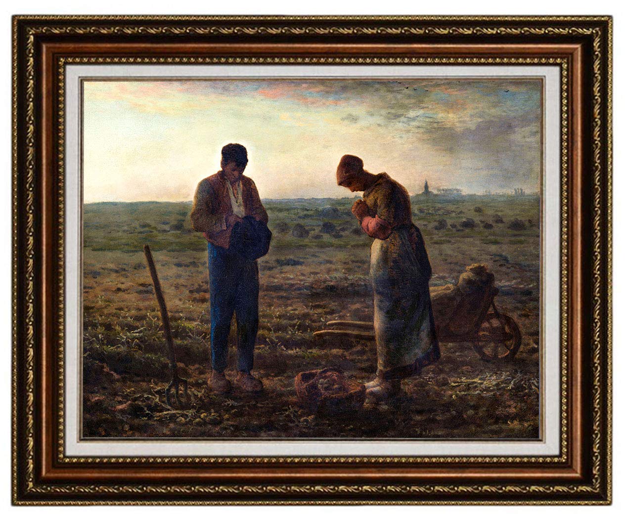 ELITEART Jean-François Millet The Angelus Oil Painting Reproduction - Giclee Canvas Wall Art Print, Framed 34