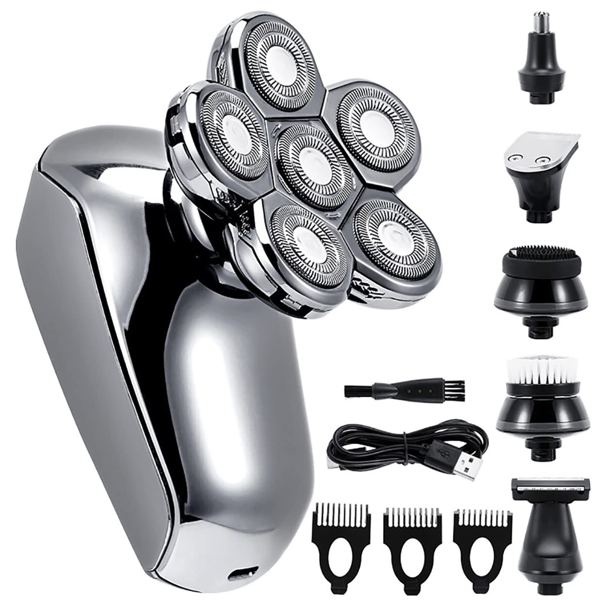 6-in-1 Electric Razor for Men - USB Rechargeable Wet/Dry Shaver with Fast Charging & Waterproof Design - Perfect for Travel, Home & Gym Use - Beard Trimmer & Shaving Machine for Smooth Shave