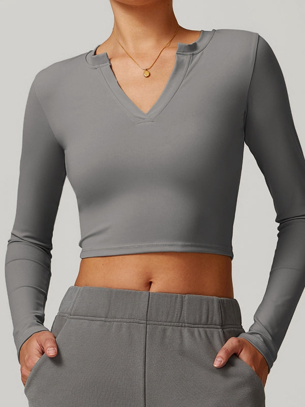 ZASUWA Women's Sexy V-Neck Long Sleeve Blouse - Elegant Office Wear & Date Night Outfit