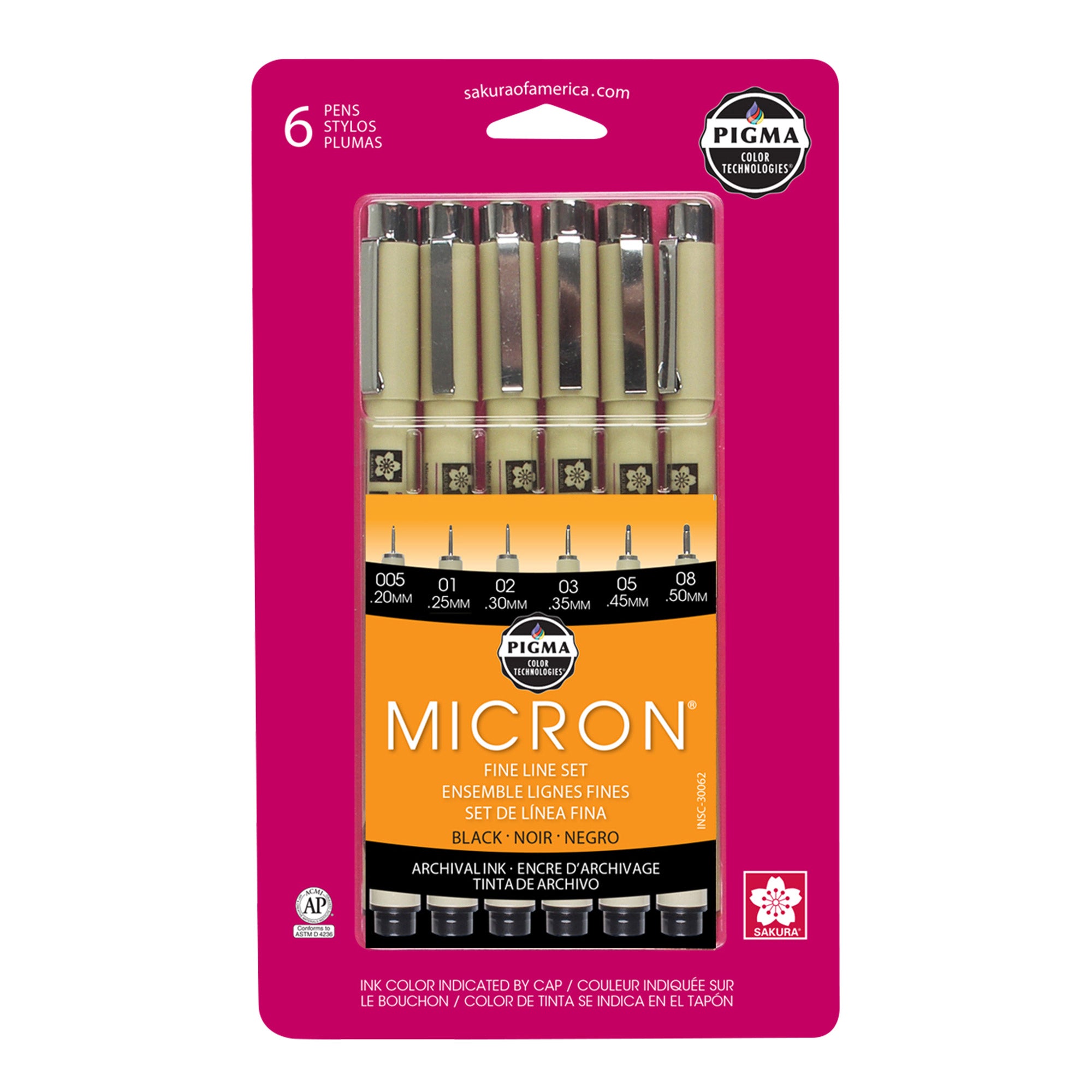 6 Pack Pigma Micron Fine Line Drawing Pens - Black Ink - Perfect for Sketching, Calligraphy, and Detailed Artwork