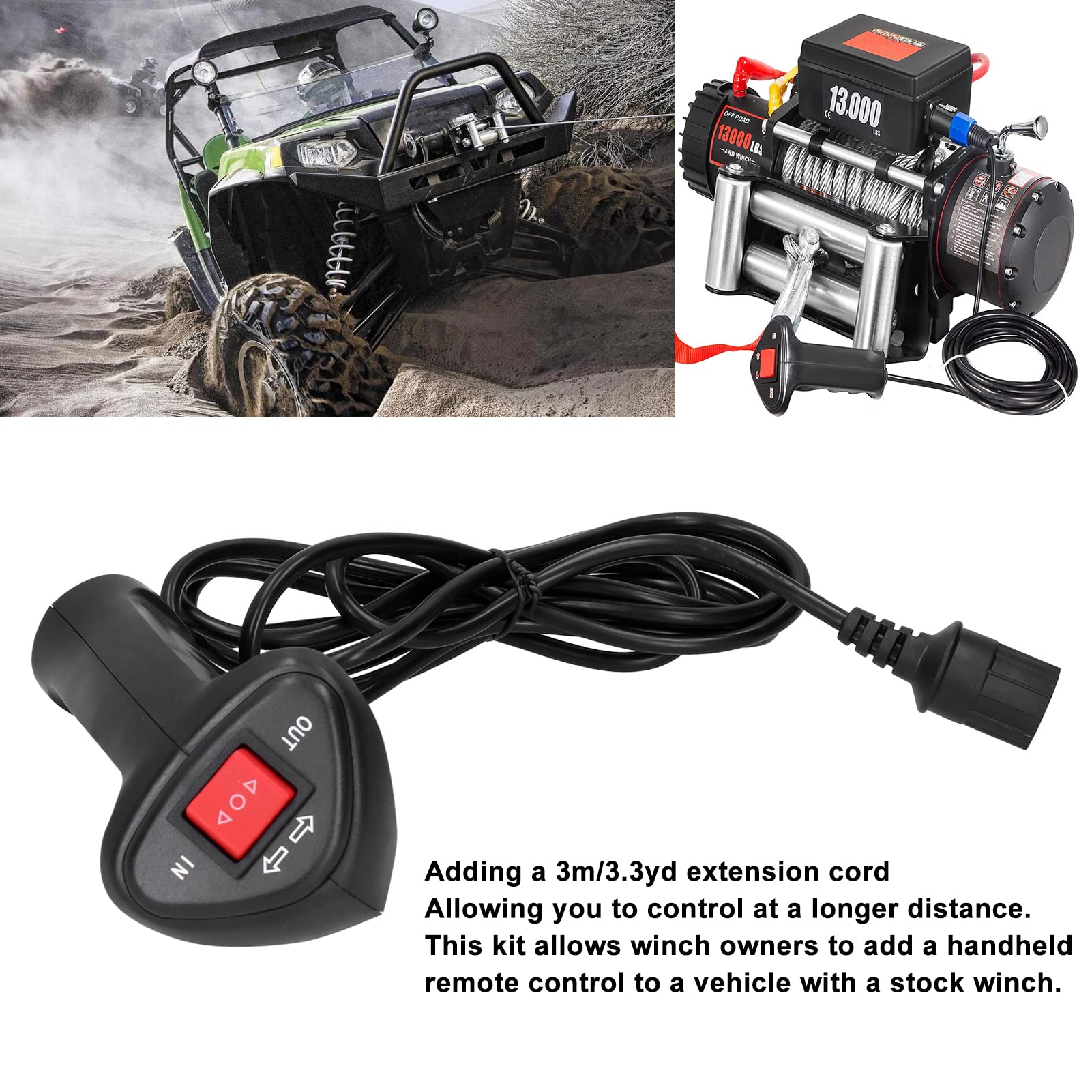 Aramox Universal Winch Remote Controller for Offroad Vehicles - Handheld Electric Control Switch for 4x4 & Towing