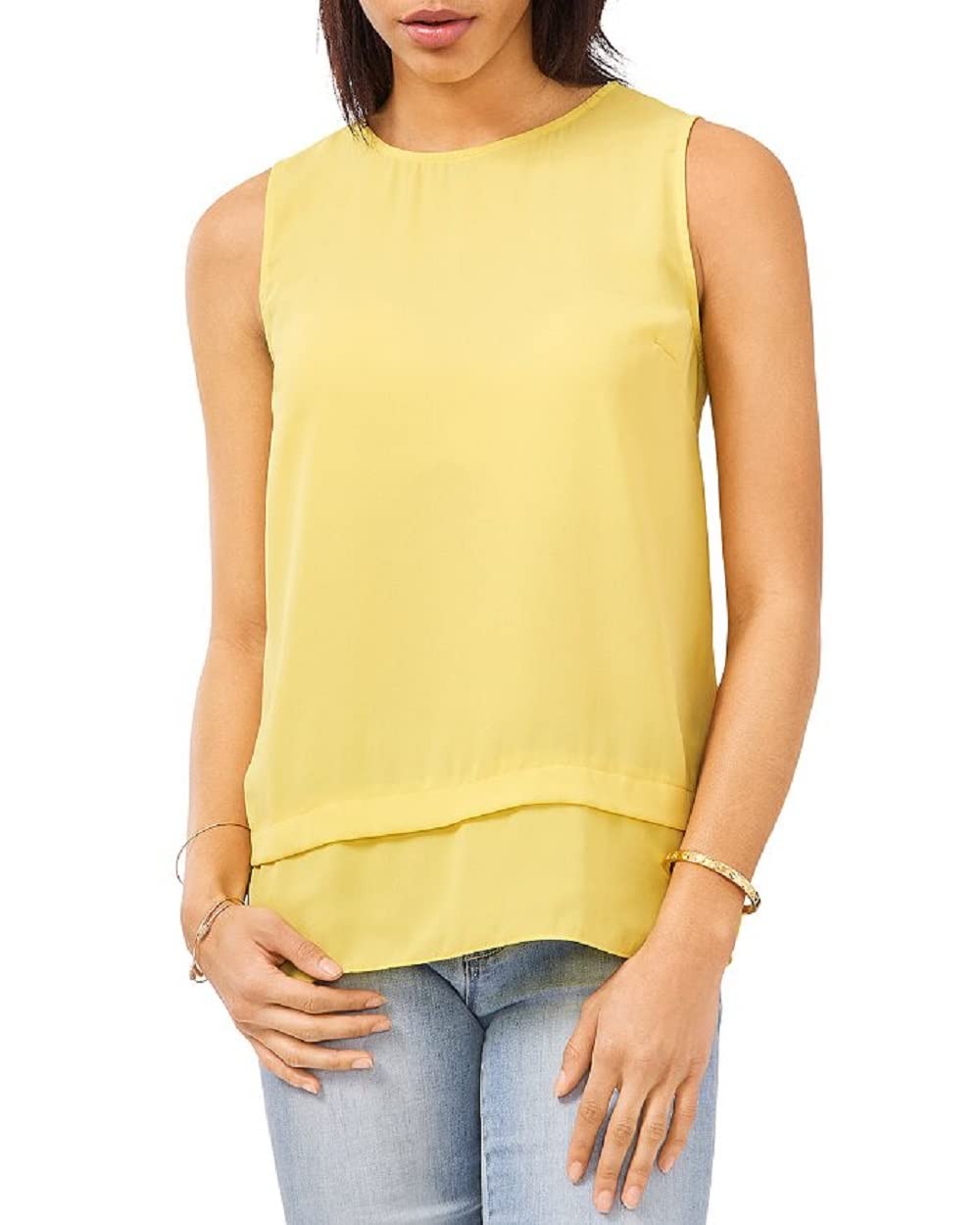 Vince Camuto Women's Sleeveless Double Layer Blouse - Elegant Layered Top for Work, Office & Special Occasions