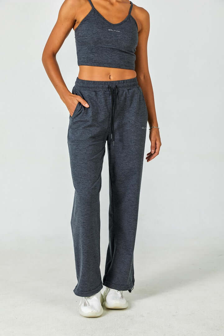 CloudFleece™ Wide Leg Sweatpants for Women - Soft Lounge Pants, Dark Heather Grey - Perfect for Yoga, Home Relaxing & Casual Outfits