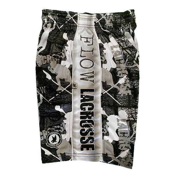 Men's Flow Lax Black & Silver Attack Shorts - Lightweight Lacrosse Training Shorts for Men - Perfect for Lacrosse Practice, Gym Workouts & Casual Wear