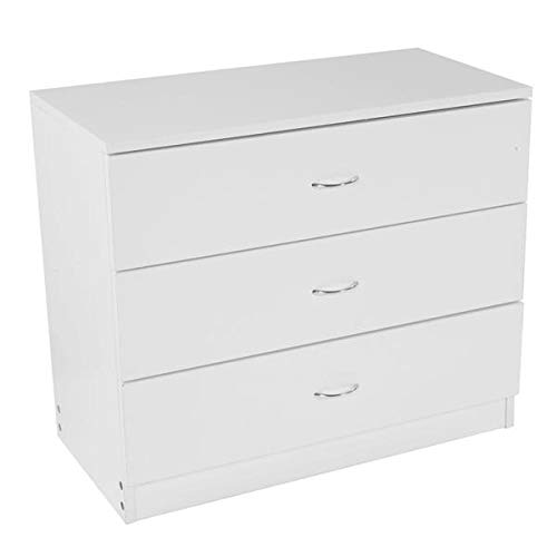 3-Drawer Wooden Dresser with Storage - White Closet Organizer with Cut-Out Handles for Bedroom, Living Room & Entryway | Space-Saving Cabinet for Clothes, Linens & Home Organization