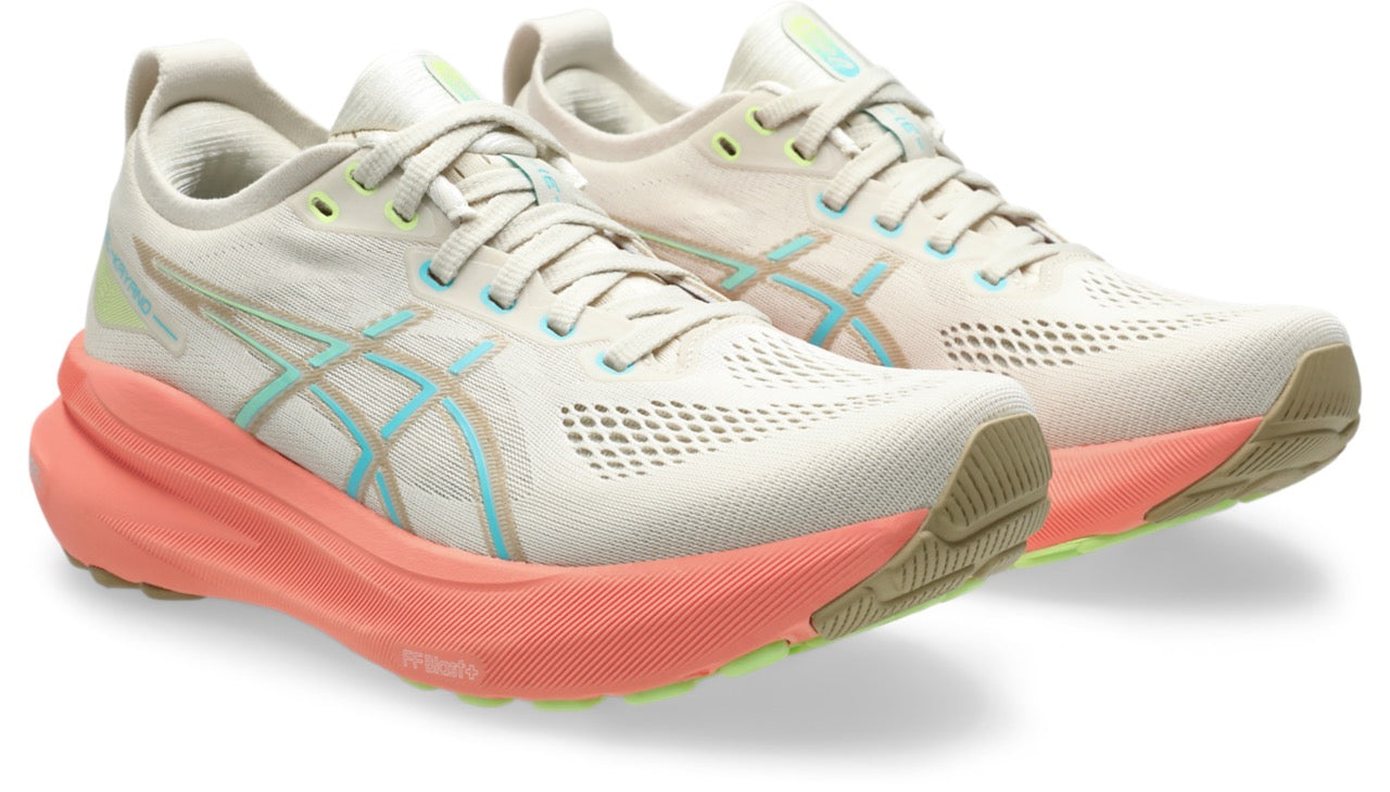 ASICS Women's GEL-Kayano 31 Running Shoes - Lightweight Stability Sneakers for Women with Cushioning Support (Birch/Energy Aqua) - Perfect for Road Running, Jogging & Gym Workouts