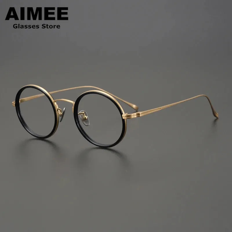 Aimee Unisex Full Rim Round Oval Titanium Eyeglasses 1061 - Lightweight & Durable Titanium Frame for Men & Women - Perfect for Reading, Work, and Everyday Fashion