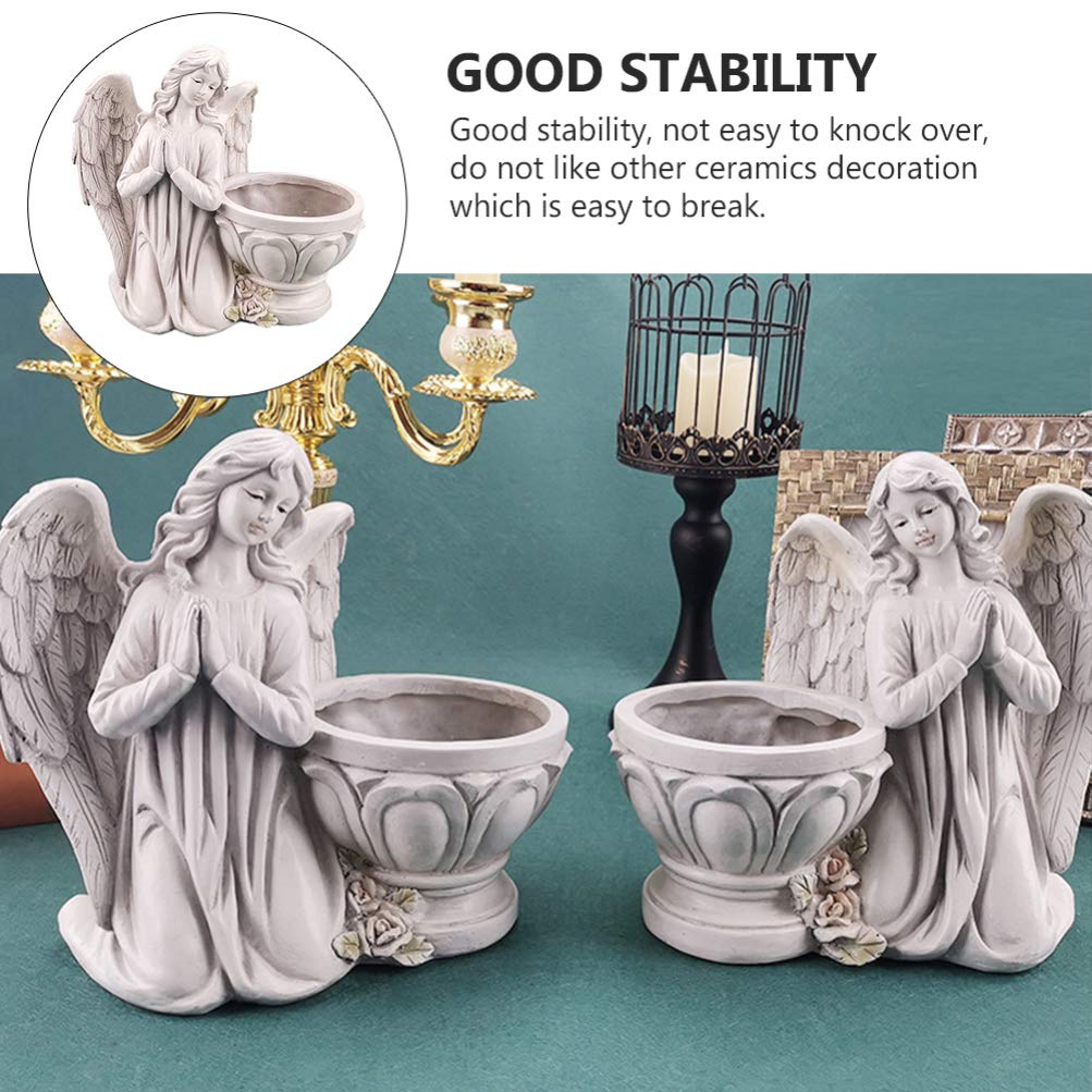 BESPORTBLE Resin Angel Statue - Elegant Praying Angel Planter for Succulents, Flowers, Pens, Jewelry | Indoor & Outdoor Home Decor, Table Centerpiece, Office Desk Organizer | Perfect for Living Room, Bedroom, Garden & Gift Giving