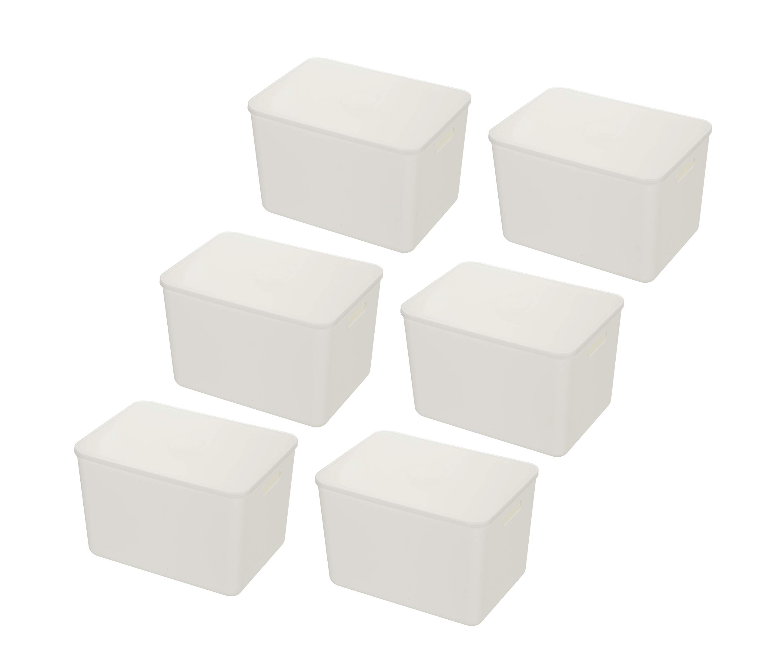 YBM HOME Stackable Plastic Storage Bin with Lid - Multipurpose Organizer for Classroom, Office, Playroom, Shelves & Closets - White Storage Container (2149-6) - Perfect for School Supplies, Toys Organization & Home Decluttering