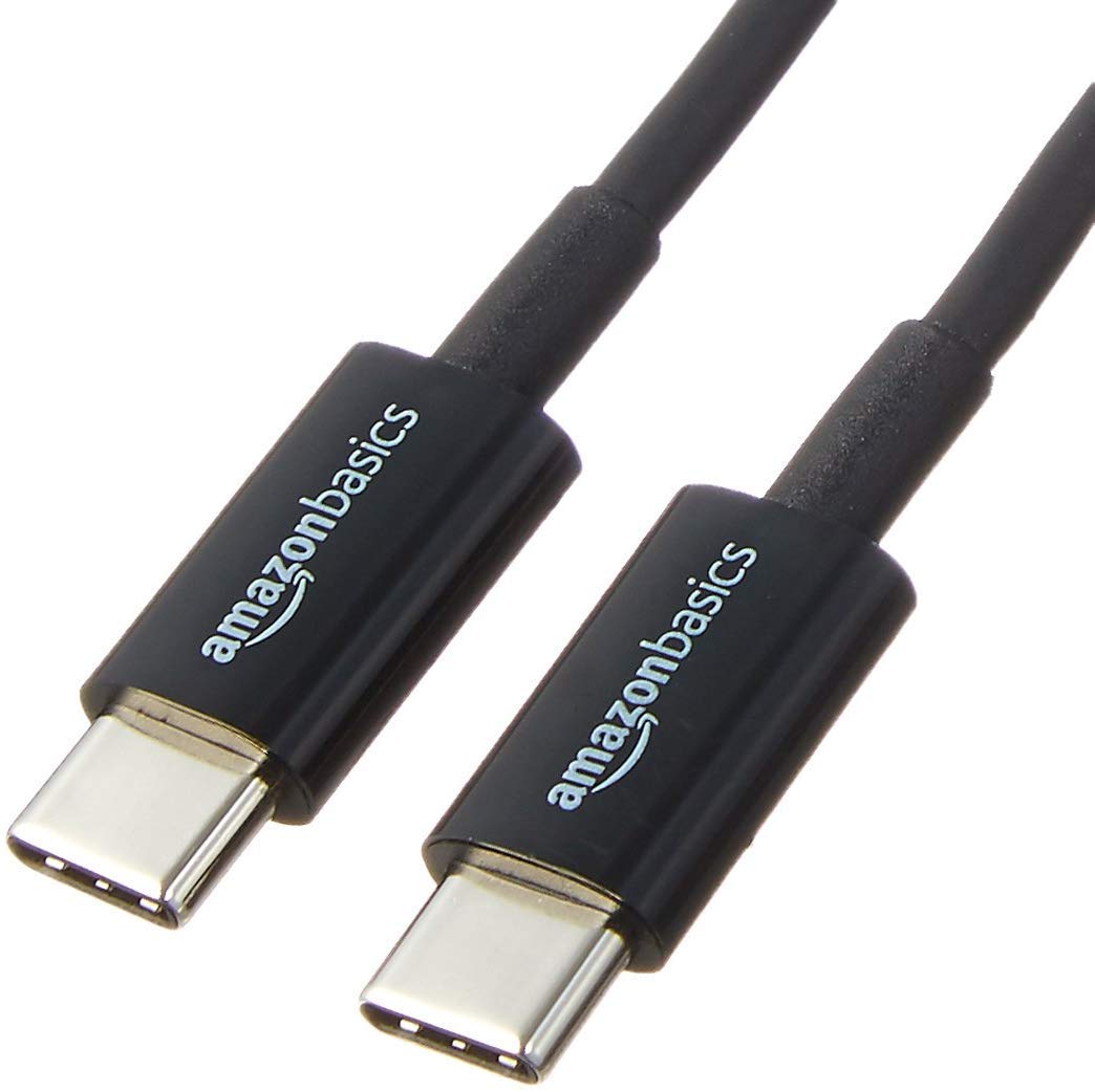 Amazon Basics USB Type-C to USB Type-C 2.0 Fast Charging Cable - 3 Feet (0.9m) Nylon Braided, Black - Compatible with MacBook Pro, Galaxy S23, iPad Pro & More for Home/Office/Travel Charging