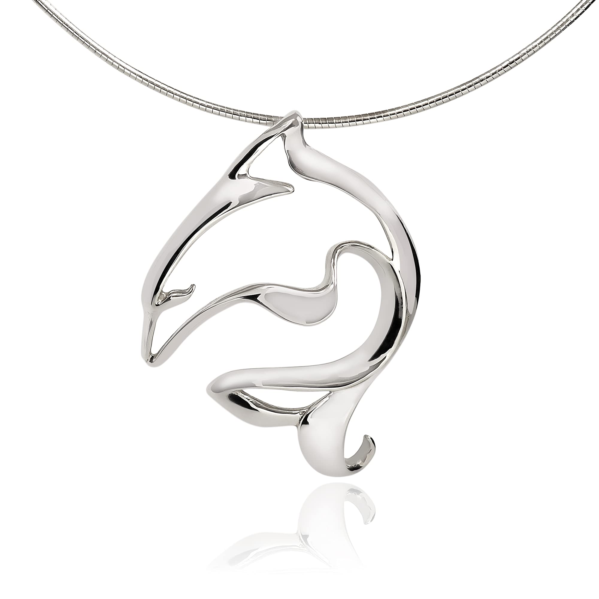 Sterling Silver Dolphin Necklace for Women - Ocean Theme Dolphin Charm Pendant, Sea Life Jewelry Gift for Dolphin Lovers & Divers - Perfect for Beach Vacations, Marine Enthusiasts & Ocean-Inspired Fashion
