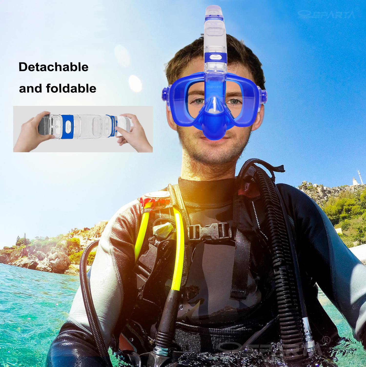 Premium Anti-Fog & Leak-Proof Snorkel Mask with 180° Wide View & Camera Mount - Perfect for Scuba Diving, Snorkeling & Underwater Photography
