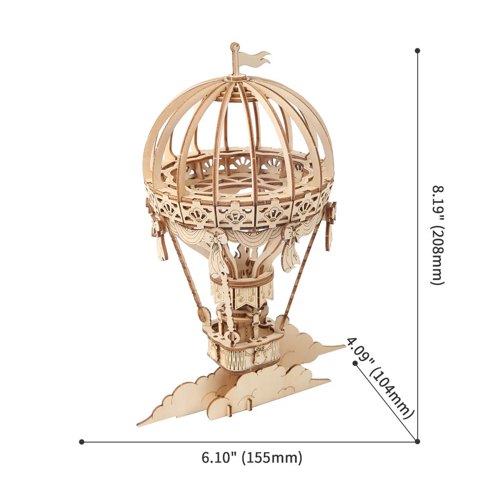 ROBOTIME DIY Hot Air Balloon Wooden Model Kit - 3D Puzzle for Adults & Teens - Perfect for Home Decor, Gifts, and STEM Education Projects
