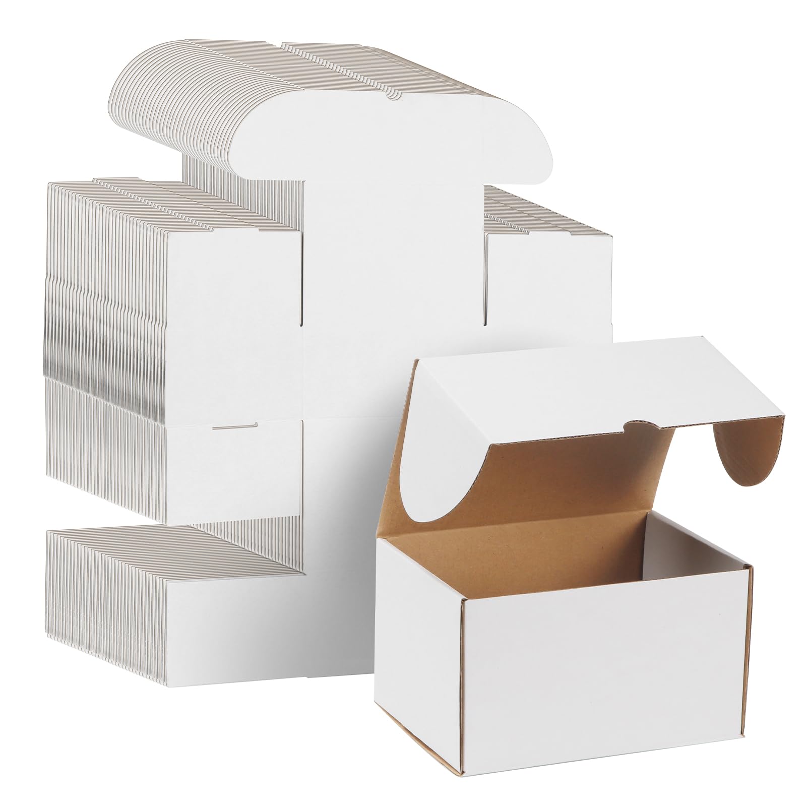 WIFTREY 50 Pack 7x5x4 Shipping Boxes - White Corrugated Mailers for Small Business & Ecommerce Shipping