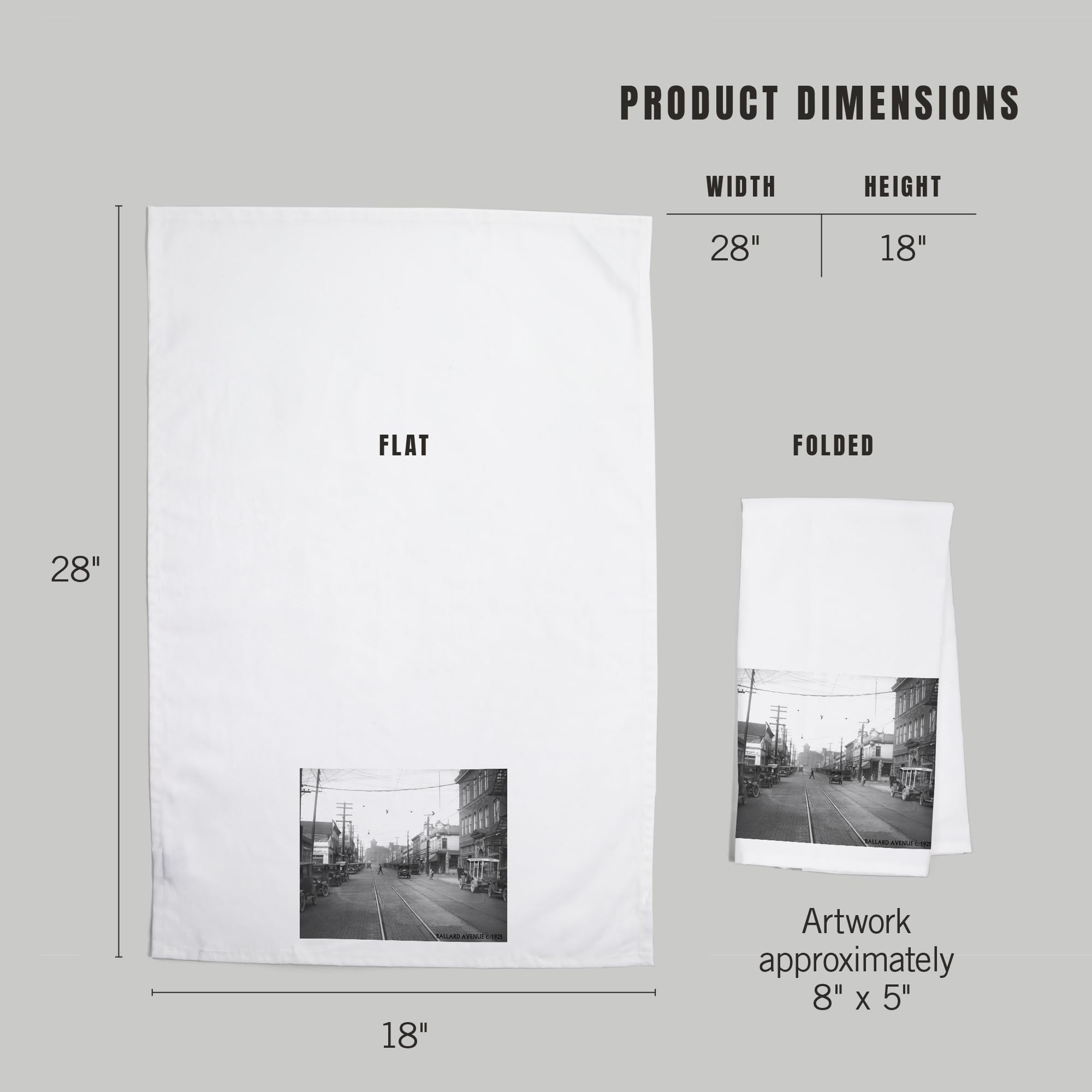 Lantern Press Ballard Avenue in Seattle, WA Photograph - 100% Cotton Tea Towel | Decorative Hand Towel for Kitchen & Home Decor | Perfect for Gifts, Housewarming & Farmhouse Style Kitchens