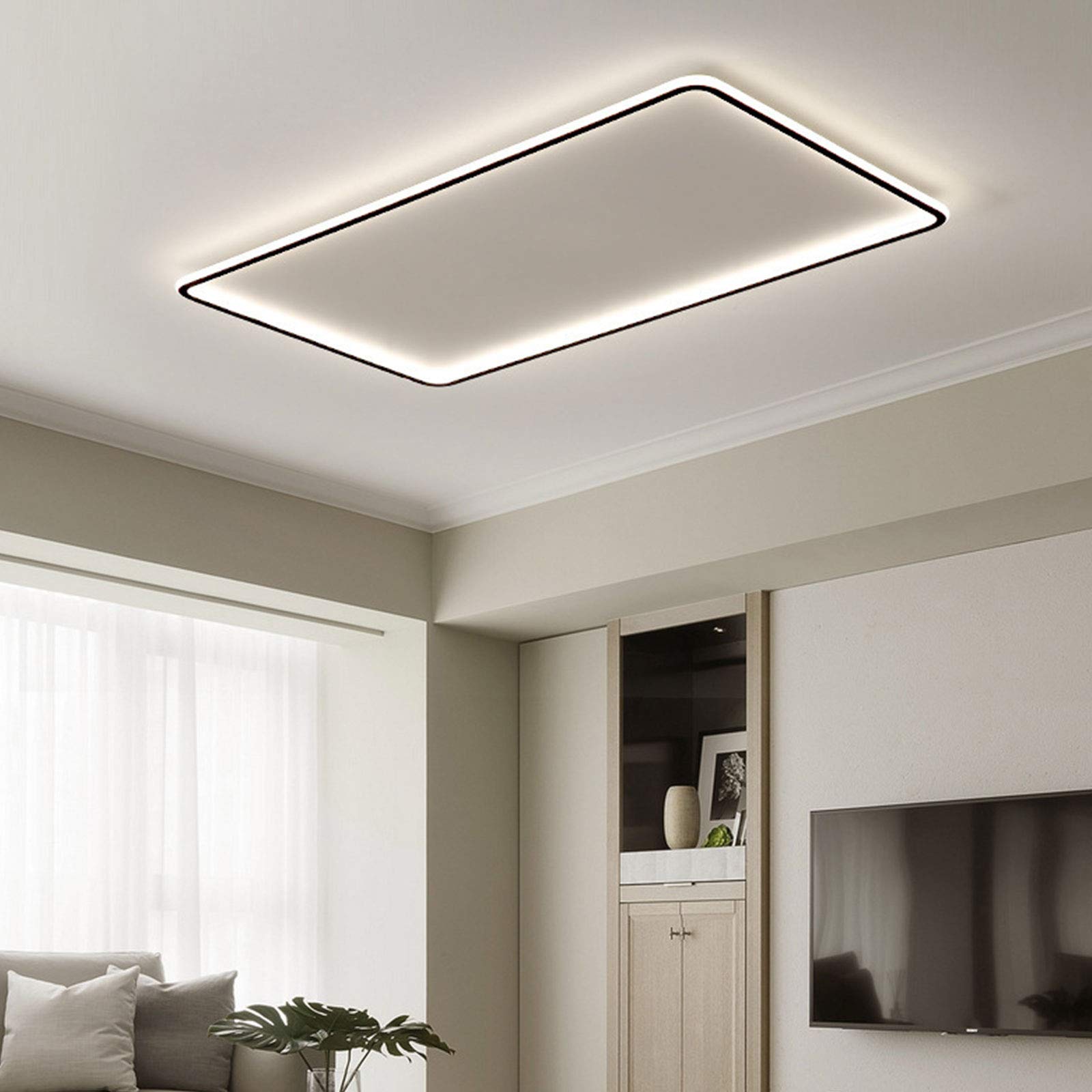 YIYIBYUS Modern Dimmable LED Ceiling Light with Remote Control - Acrylic Rectangle Lighting Fixture for Living Room, Bedroom, Kitchen & Dining - Warm White Light for Cozy Home Ambience