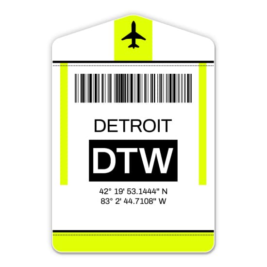DTW Detroit Michigan Airport Code Squiddy Vinyl Luggage Tag - 5