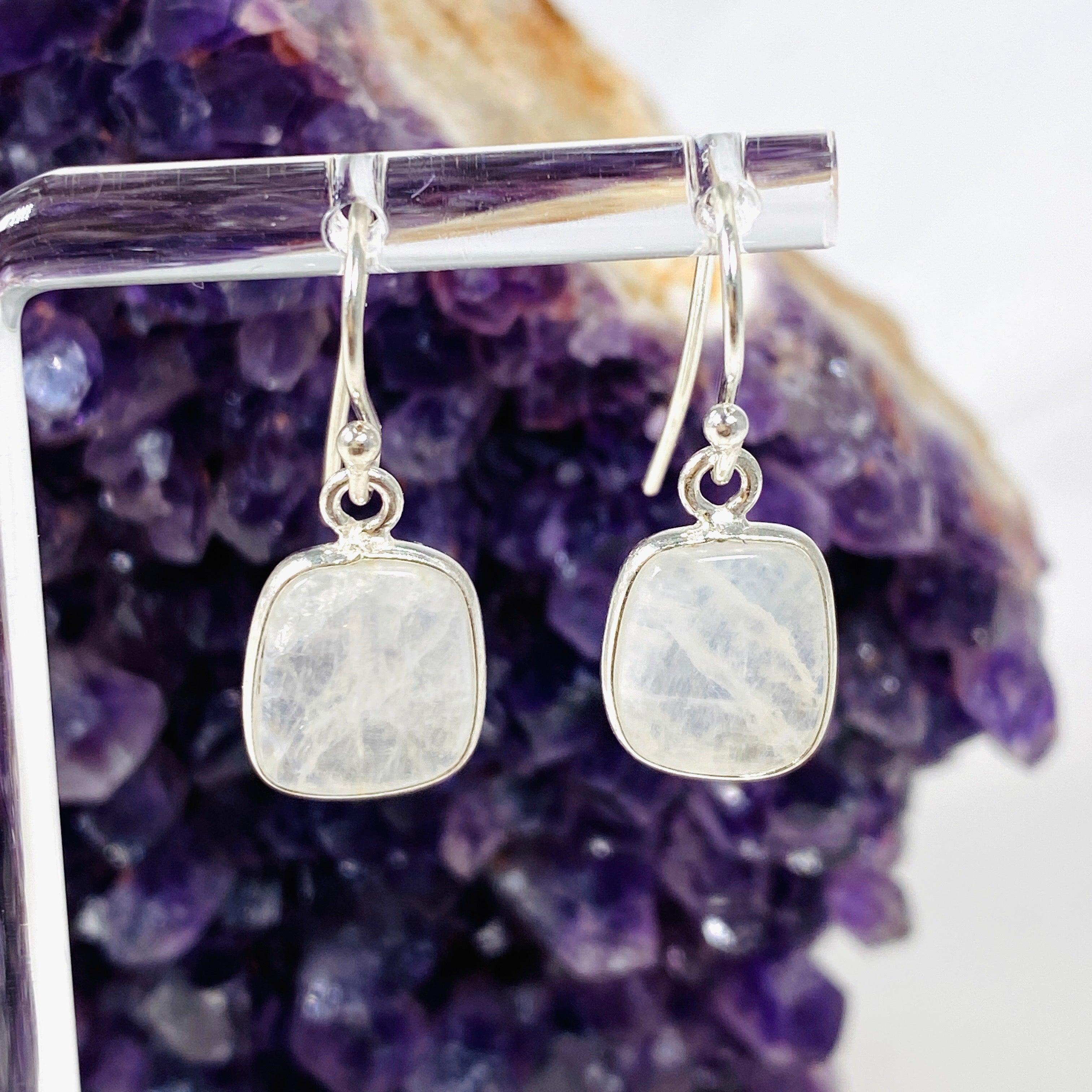 Moonstone Square Earrings KEGJ1391 - Elegant Sterling Silver Jewelry for Women | Perfect for Weddings, Parties & Everyday Wear