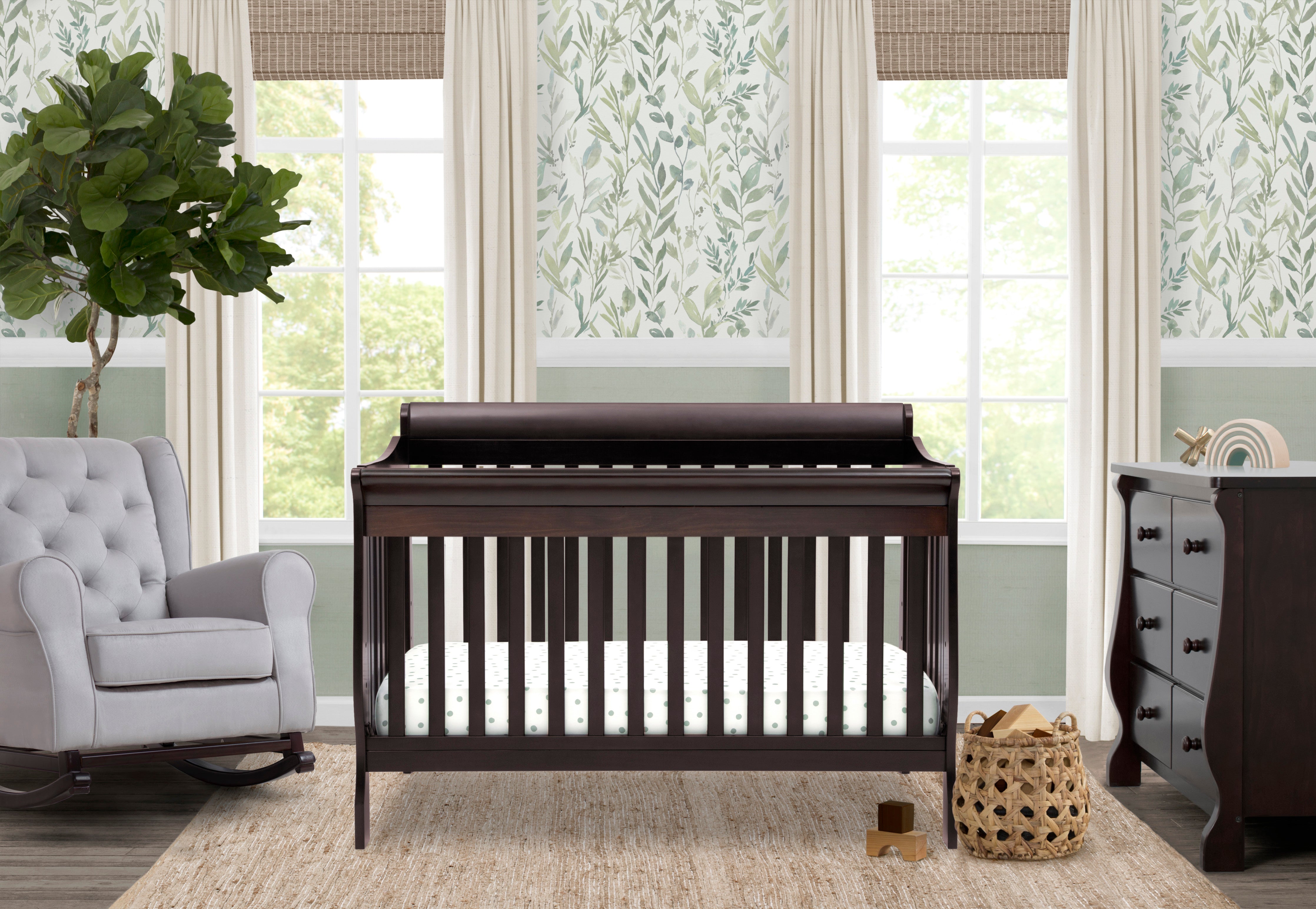6-in-1 Convertible Baby Crib with Toddler Bed Conversion - Canton White Nursery Furniture for Newborn to Teen - Perfect for Small Spaces & Modern Nurseries