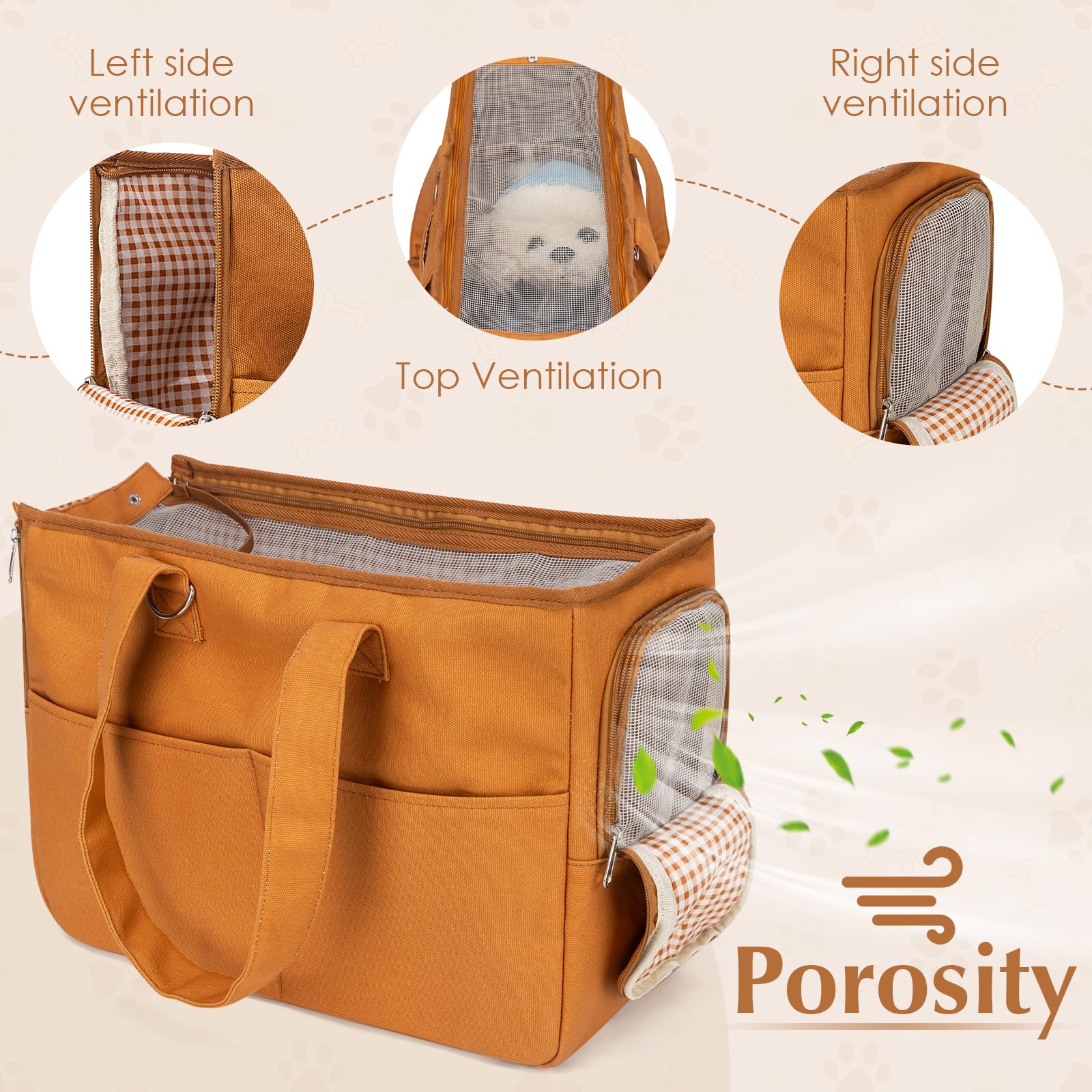 Portable Dog Carrier for Small Dogs & Cats - Breathable Soft Pet Carrier with 5 Large Pockets | Ideal for Travel, Outdoor Walking, Shopping & Vet Visits