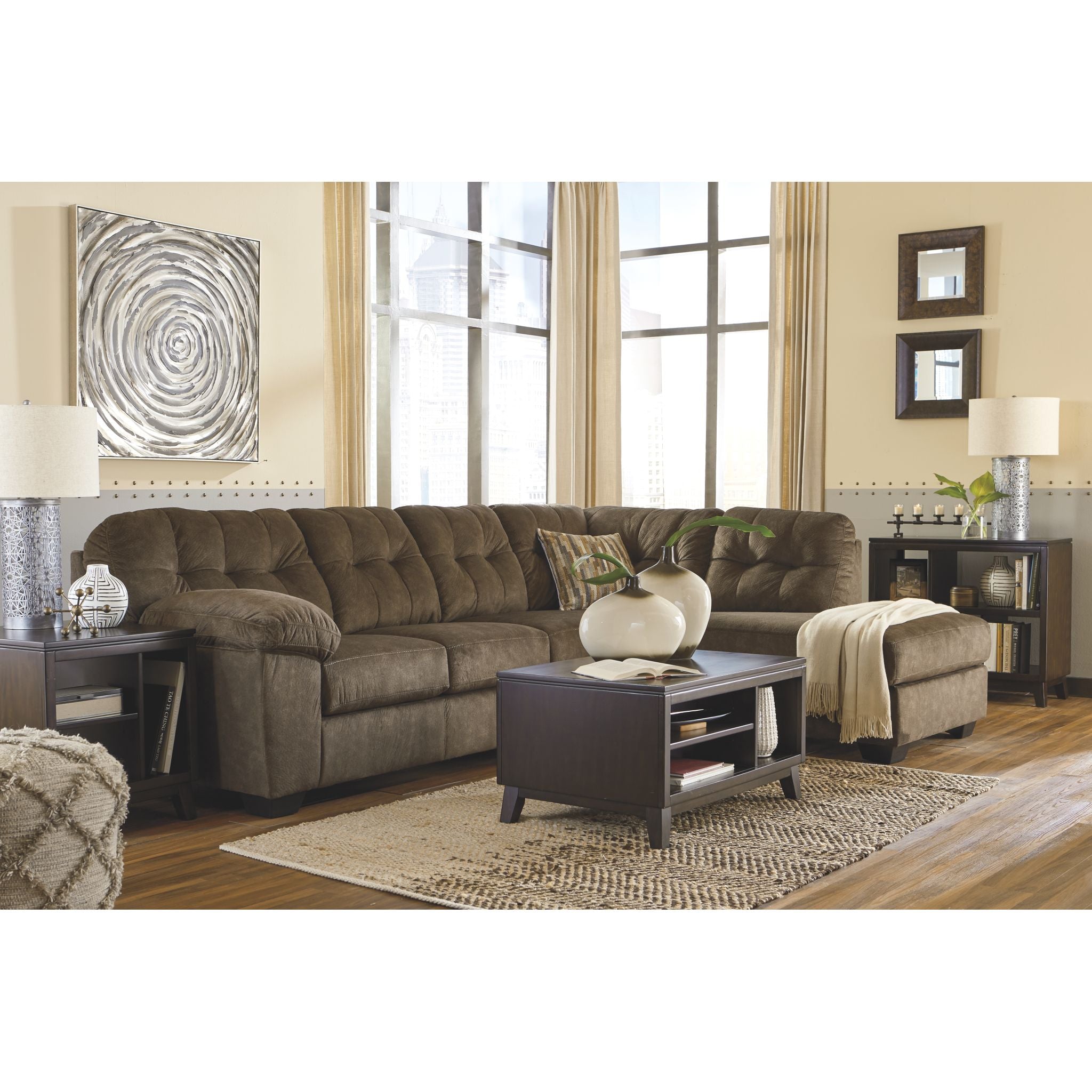 Accrington 2-Piece Sleeper Sectional Sofa Set - Modern L-Shaped Couch with Chaise Lounge for Living Room, Family Room & Home Theater Comfort