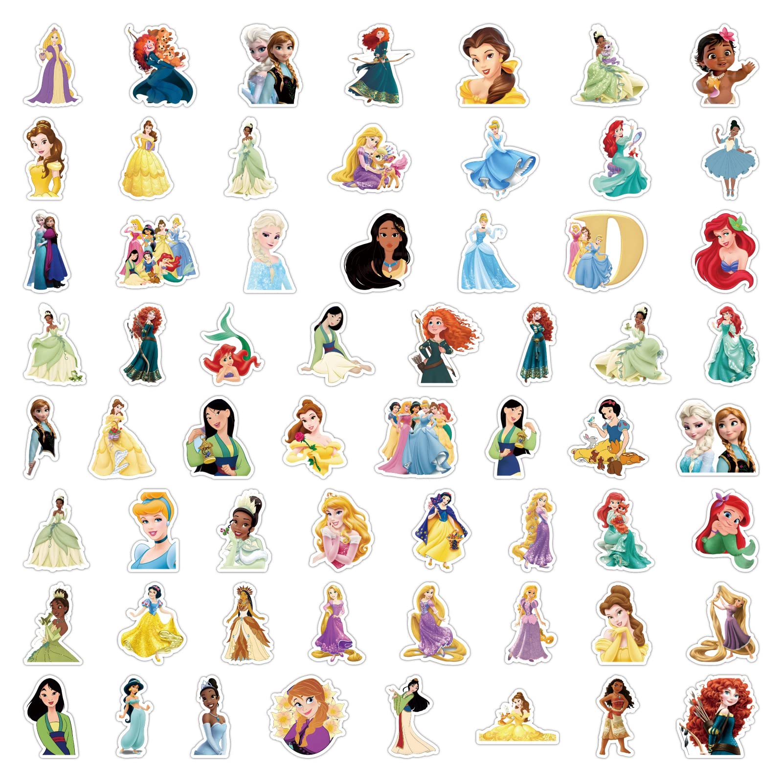 120-Piece Cute Princess Stickers Pack for Teens - Waterproof Vinyl Decals for Water Bottles, Laptops, Journals & DIY Crafts - Perfect for Girls Room Decor & Scrapbooking
