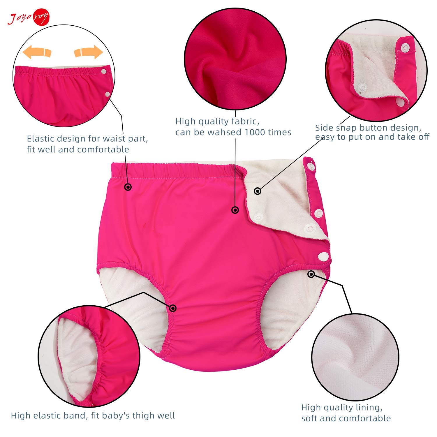 Joyo Roy Reusable Swim Diapers for Babies 6-12 Months - Medium & Large Size Waterproof Swim Diaper for Infant Swimming, Pool & Beach Activities