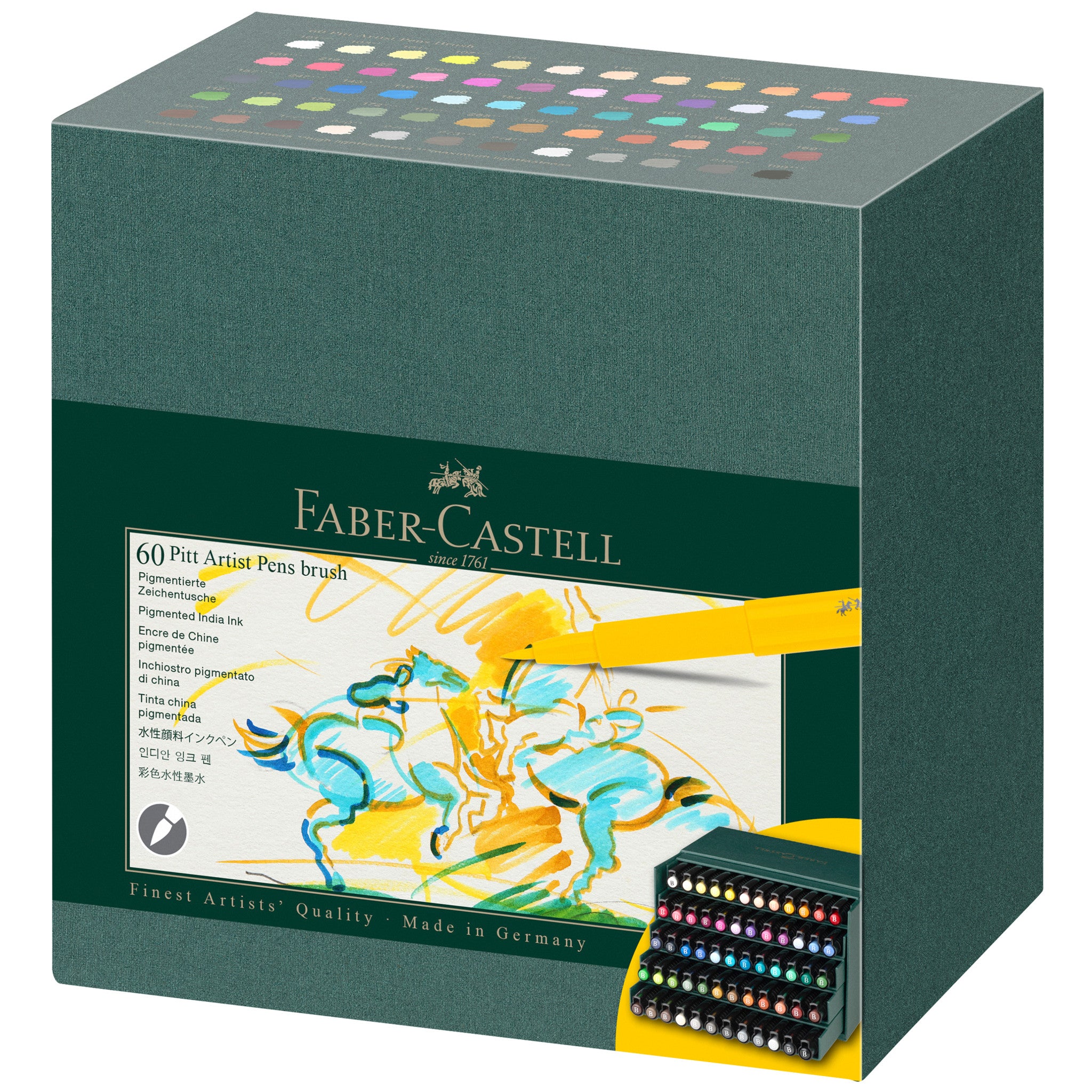 Pitt Artist Pen Brush Set - Studio Gift Box of 60 Pens (Assorted Colors) - Ideal for Drawing, Calligraphy & Illustration - Perfect for Artists, Designers & Students